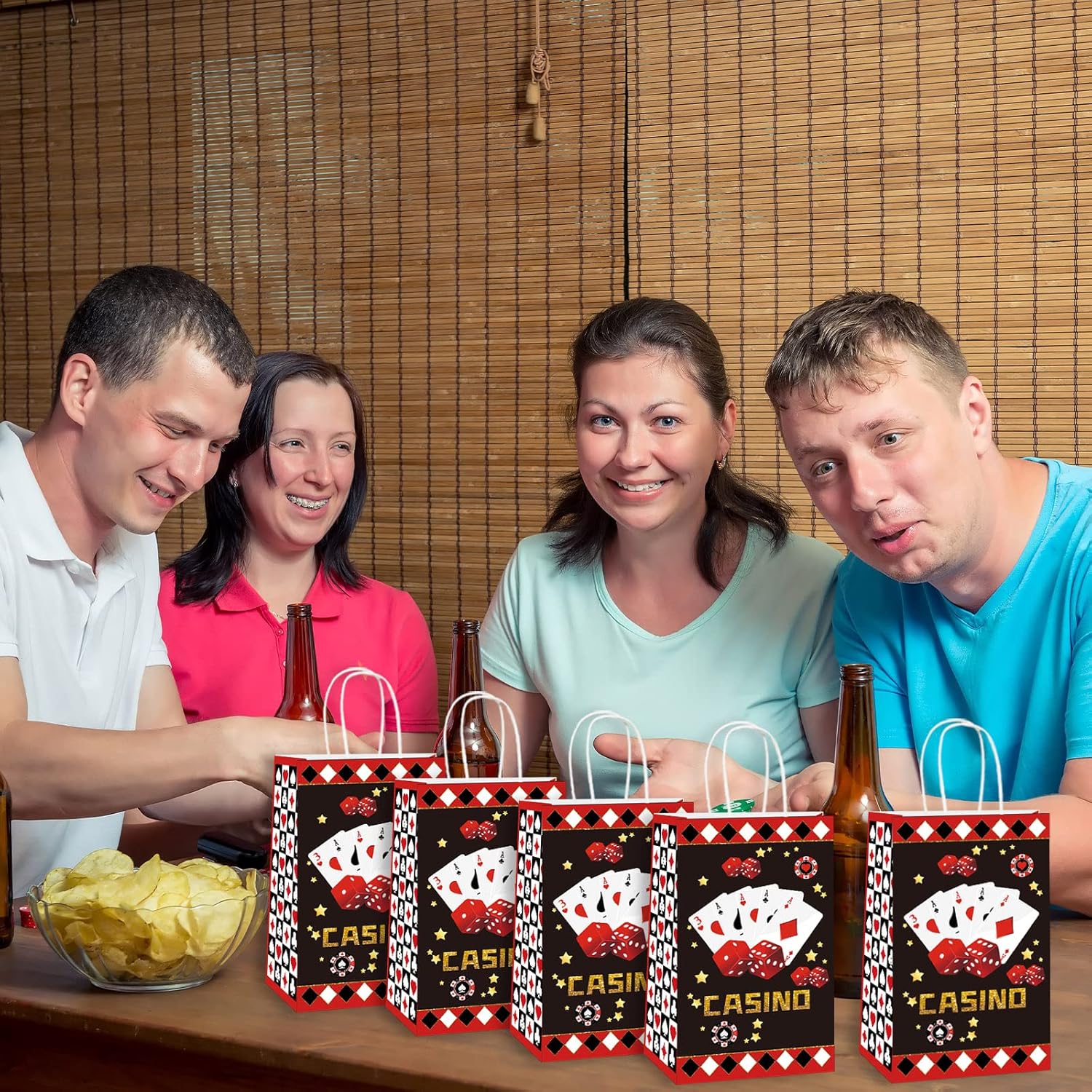 gisgfim 16 Pcs Casino Party Favor Bags Las Vegas Birthday Party Candy Treat Paper Bags Party Gifts Casino Night Poker Events Party Supplies Decorations - Image 5