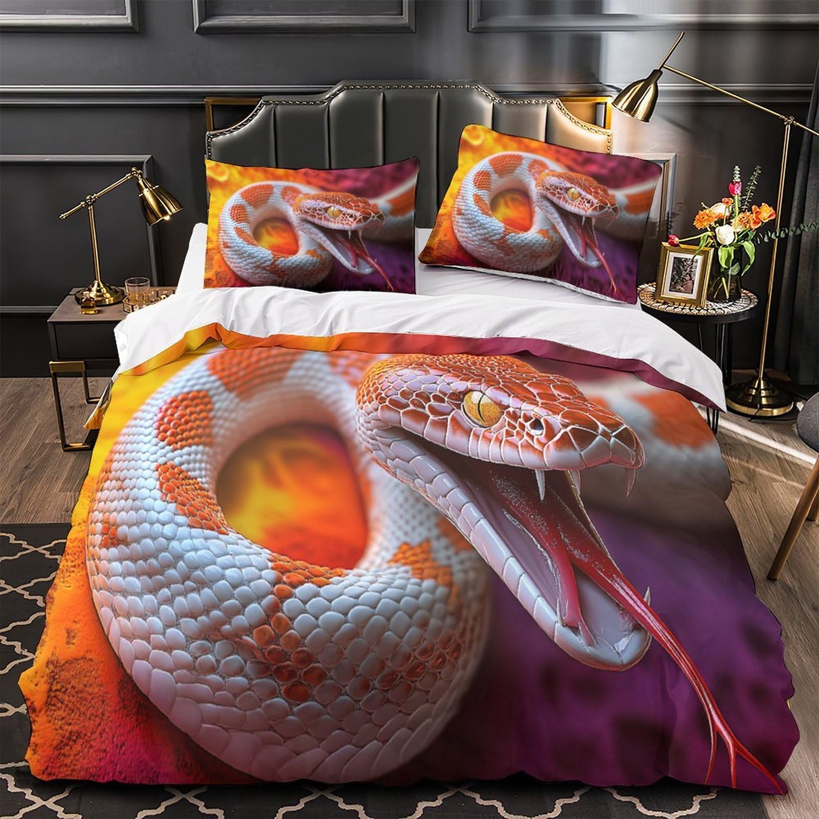 Housse de couette serpent 140x200 parure de lit enfant 3D