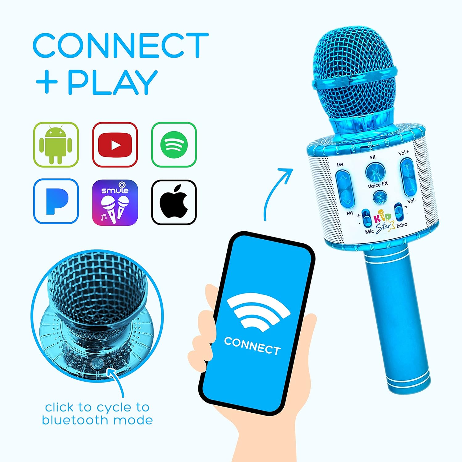 Move2Play, Kids Star Karaoke Microphone, Bluetooth + 15 Pre-Loaded Nursery Rhymes, Gift for Toddlers, Girls 2, 3, 4, 5, 6+ Years Old : Toys & Games
