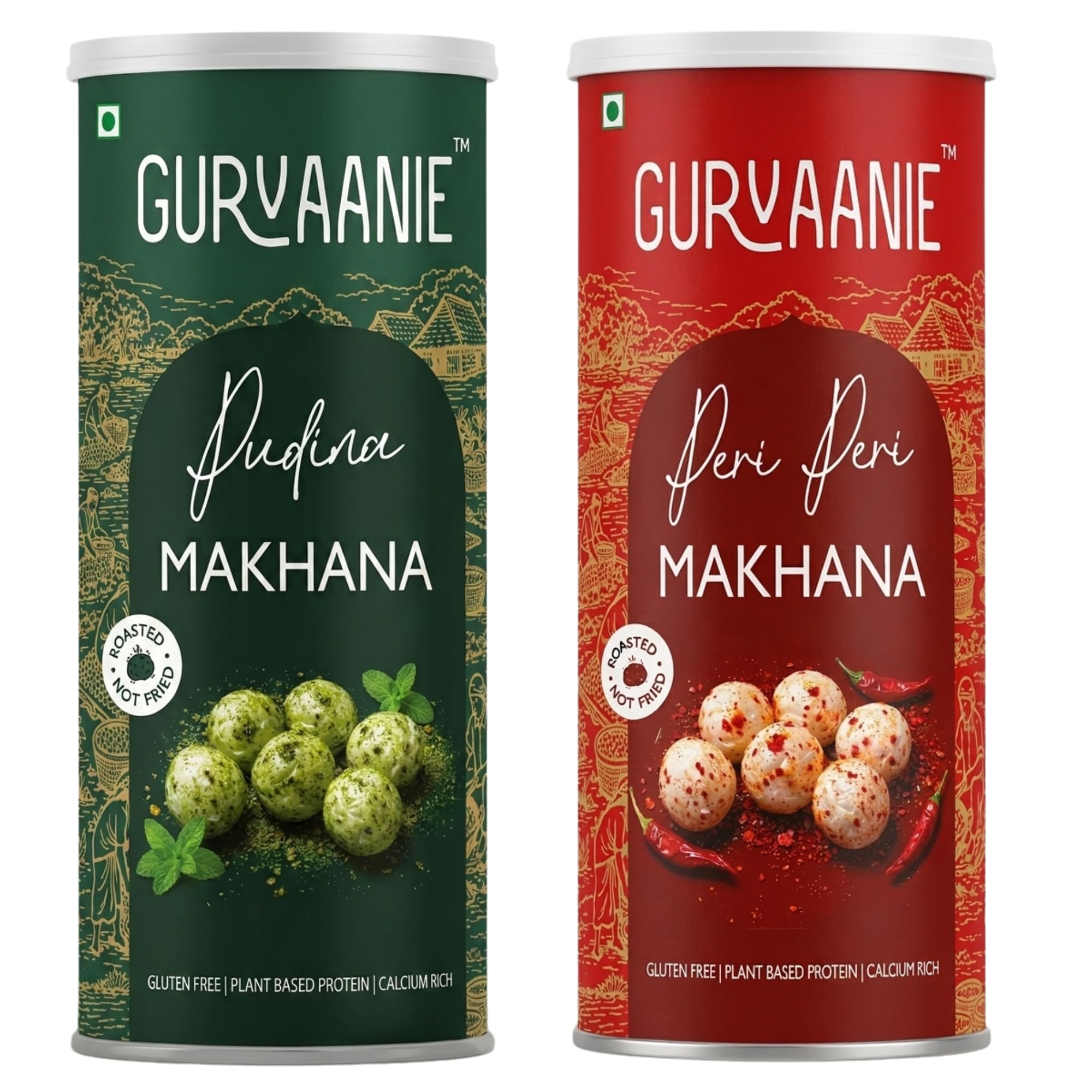 Name: Gurvaanie Peri Peri and Mint (Pudina) Roasted and Flavoured Makhana | Healthy food | Rich In Protein & Fiber – 90g (pack of 2)-image-39