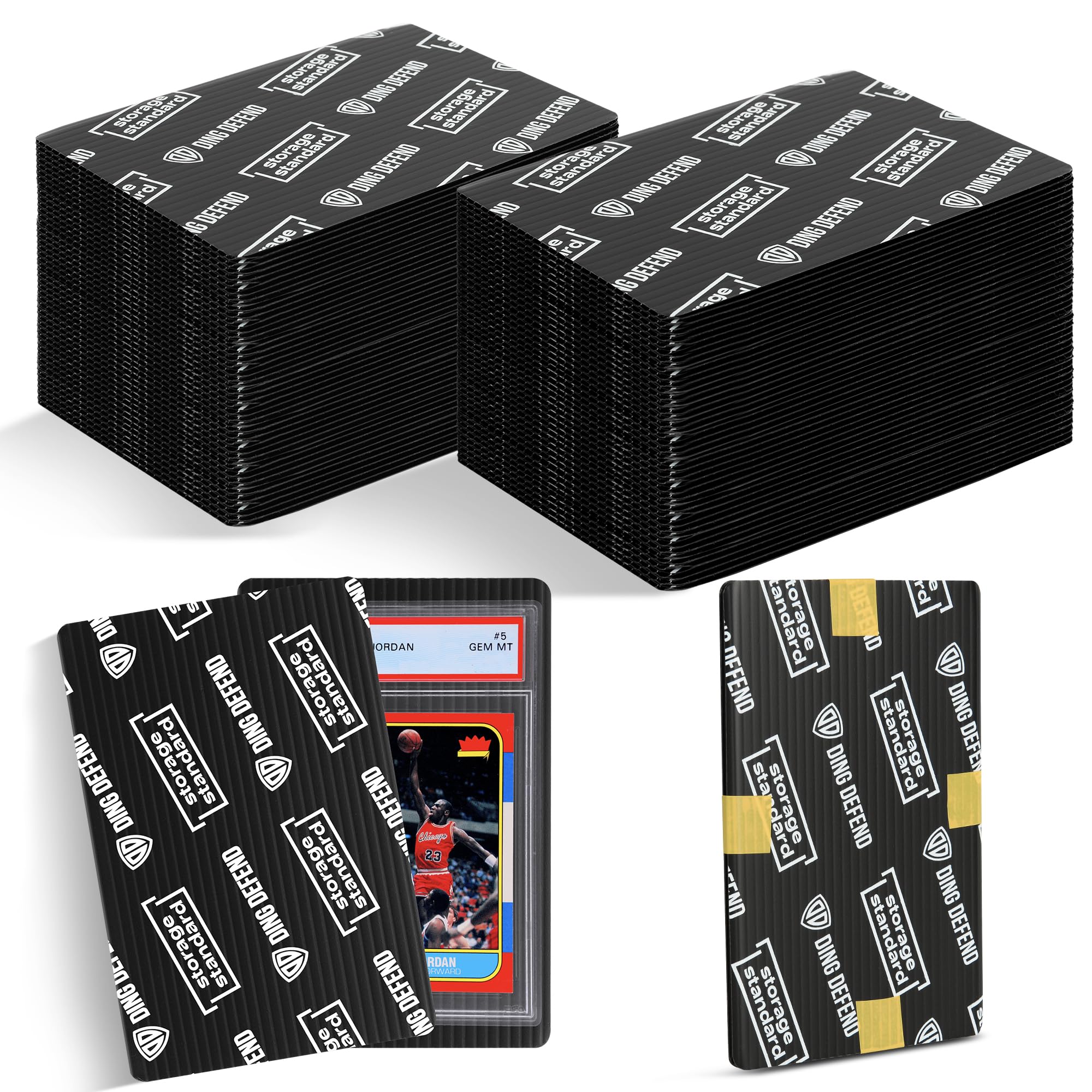 Ding Defend 4x6 Black Trading Card Shipping Protector 110 Pack - Sports Card Protectors Hard Plastic w/Rounded Corners, Hobby Shipping Shield for Graded Cards, Slabs, Top Loaders