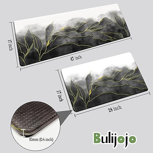 Miniatura 2 de Bulijojo Anti Fatigue Kitchen Floor Mats Set of 2 Waterproof Kitchen Sink Runner Rug Standing Mat Cushioned Kitchen Rugs Comfort Doormat 17x4717x28
