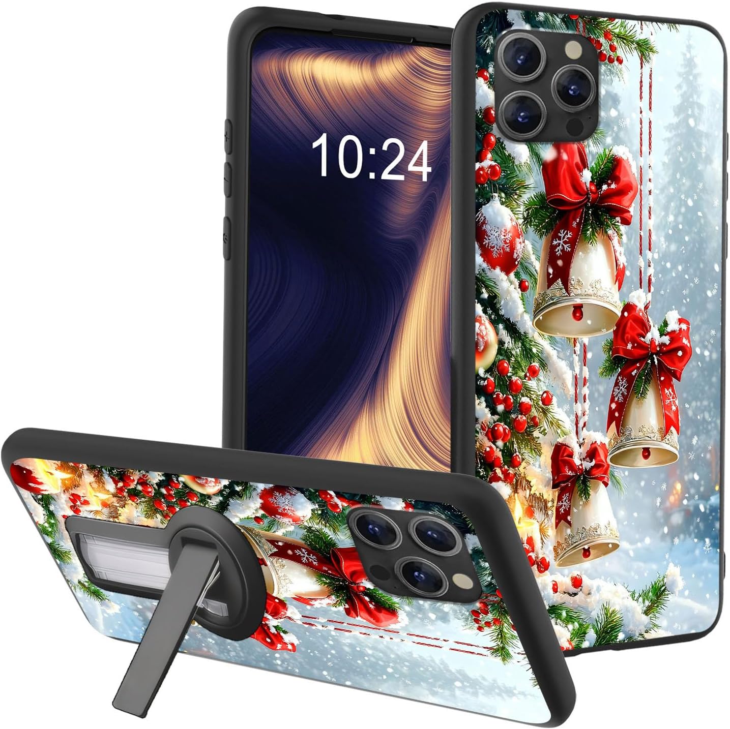 ETLKJVBL for iPhone 14 Pro Max Case, Bells on Snowy Tree Soft TPU ...