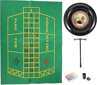 Angoily Pokerrad Roulette Spielset 25cm mit Spielchips und Perlen für Bar und Firmenveranstaltung
