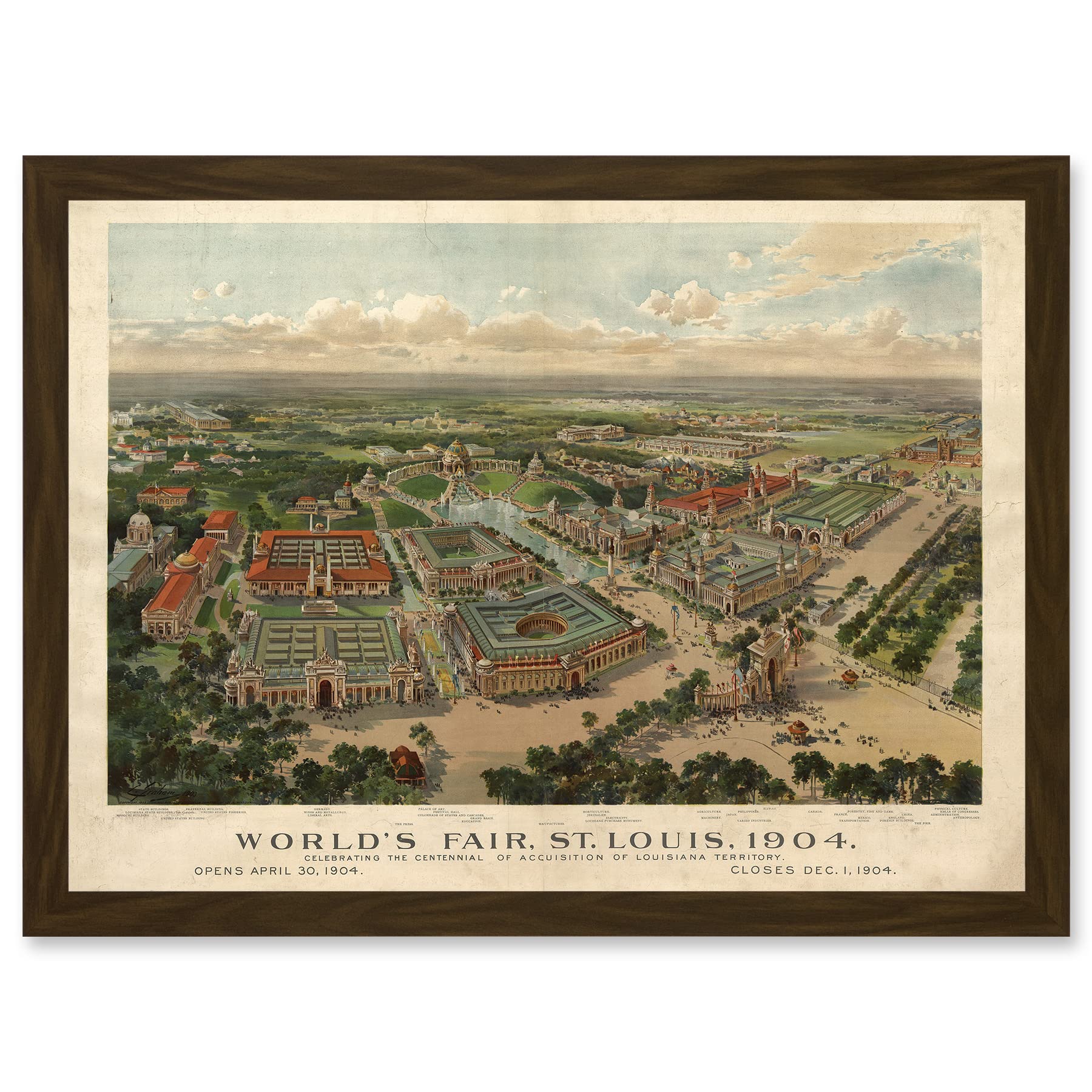 Artery8 Aerial Birds Eye View St Louis Missouri Worlds Fair 1904 USA Artwork Framed Wall Art Print A4