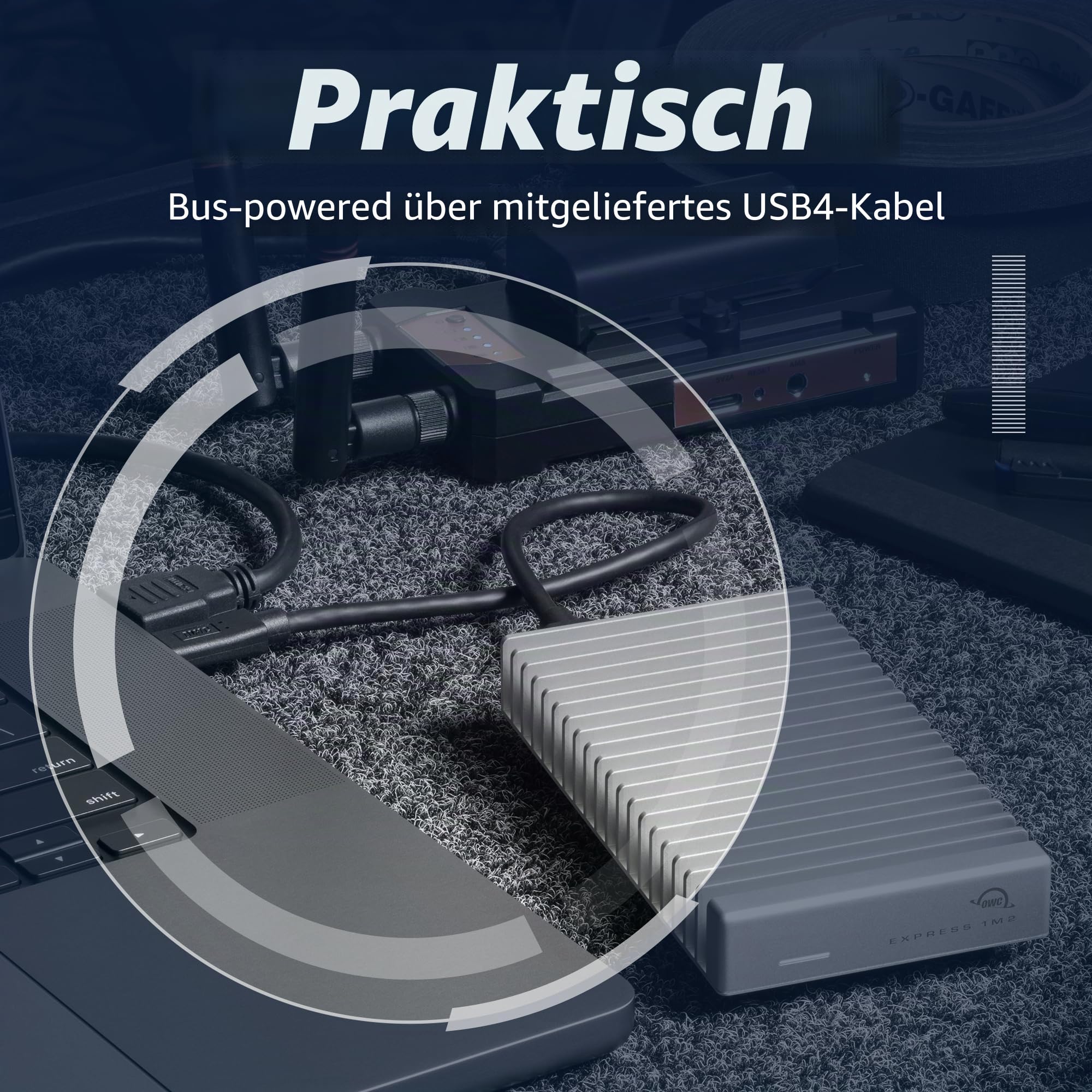 OWC 0TB Express 1M2 USB4 (80Gb/s) Bus-Powered Portable NVMe SSD External Storage Solution (nur Gehäuse)
