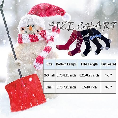 Miniatura 7 de 2 pares de calcetines de nieve de lana merina para niños pequeños sobre la pantorrilla, calcetines de esquí y snowboard