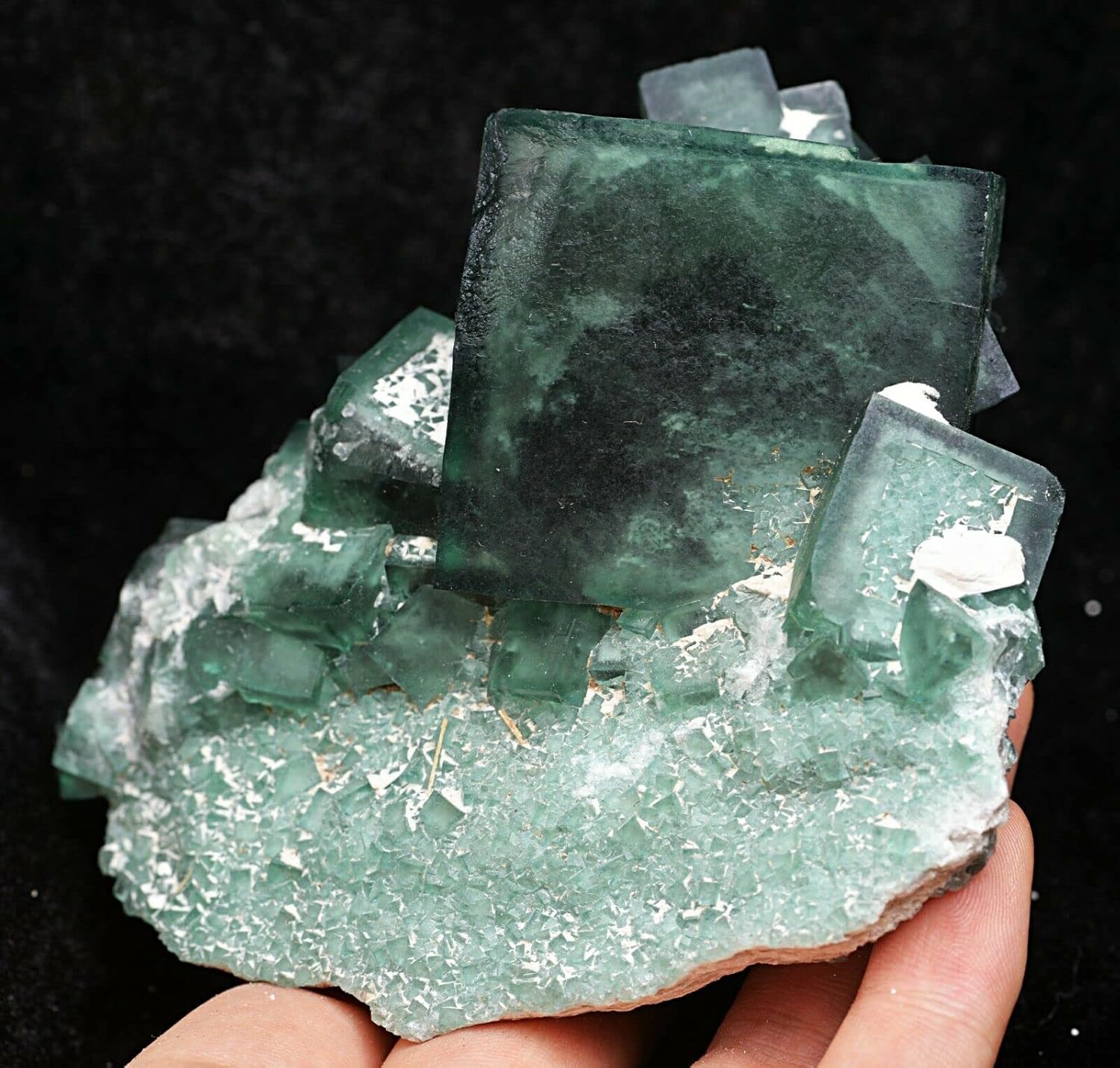 487g ナチュラル グリーン キューブ フローライト クォーツ 標本 水晶