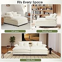 Vista 7 de Tumbona extragrande de 54.8 pulgadas de ancho para interiores con respaldo ajustable de 5 posiciones, sofá cama de pana con 3 almohadas, moderna