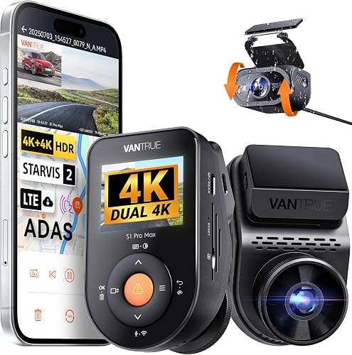 VANTRUE Dashcam Voiture S1 Pro Max 4K+4K Starvis 2 Avant … - 1