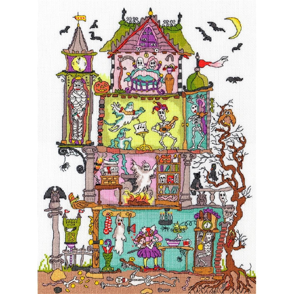 Bothy Threads counted cross stitch Kit ""Haunted House"", 26x35cm, XCT25
