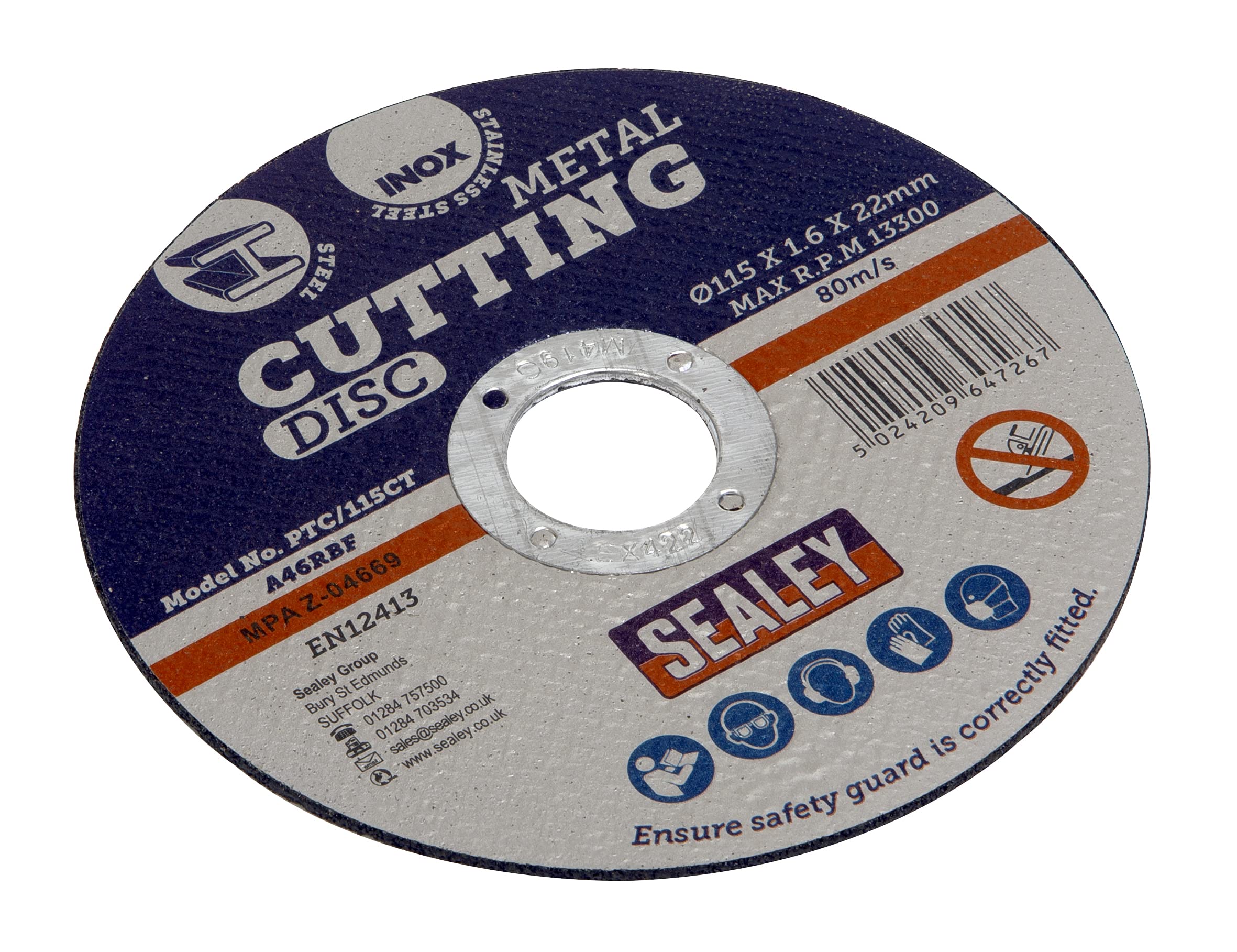 Sealey PTC-115CT 115 x 1.6mm Cutting Disc 22mm Bore