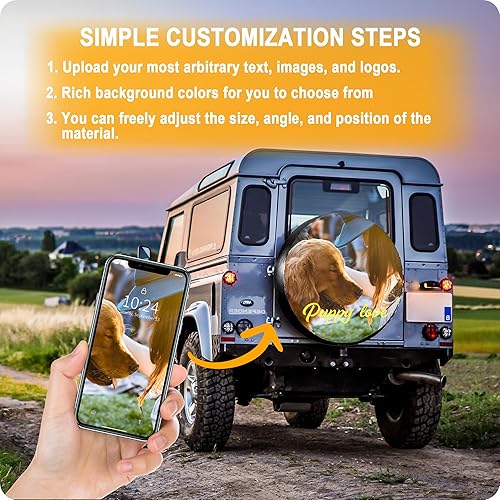 Miniatura 10 de Cubierta personalizada para neumáticos de repuesto, personaliza tu logotipo con texto y foto, impermeable, a prueba de polvo, protectores