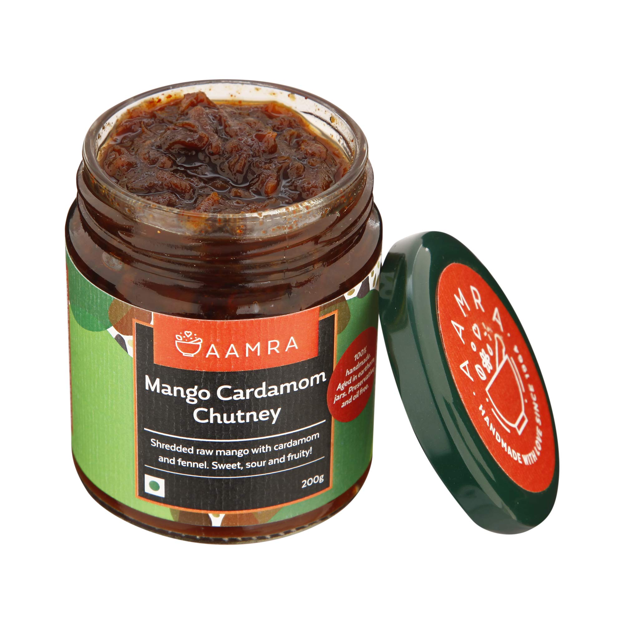 Aamra Homemade Mango and Cardamom Chutney, No Artificial Preservatives, Oil-Free, Gluten-Free- 200 Grams 1