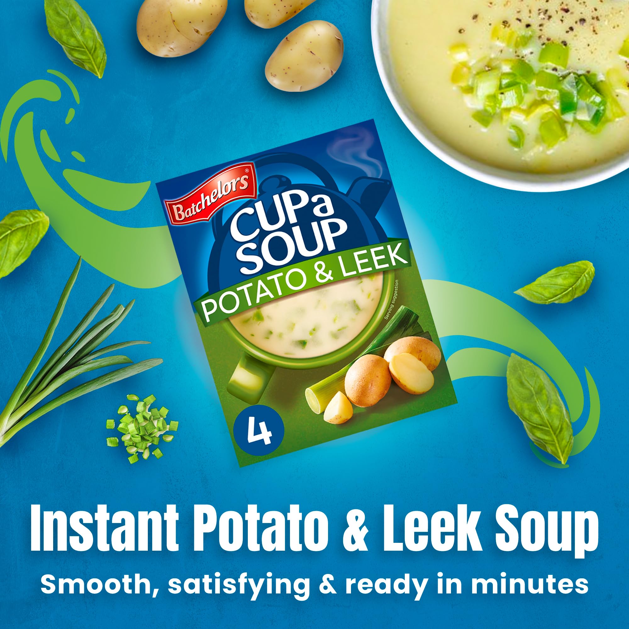 Batchelors Cup A Soup Creamy Potato & Leek Instant Soup Sachets, 107g (4 Pack) | Just Add Hot Water | Low Fat Vegetarian Mix | No Artificial Preservatives 3