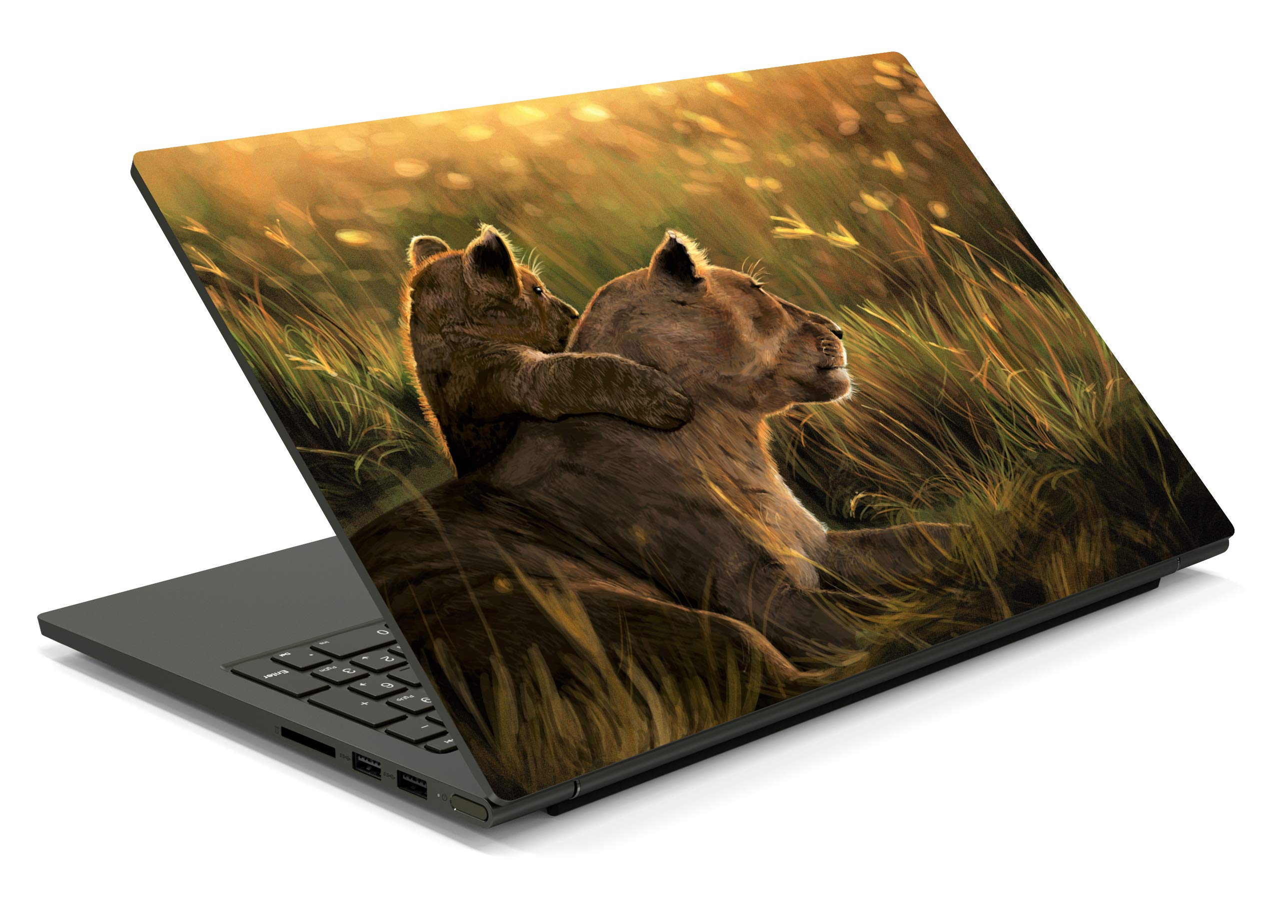 ISEE 360® Laptop Skin Cover Laminated The King Lion Stickers Girls Boys Kids Students Office Vinyl Printed Multicolored Floral Small HD Quality Sticker 15.6 Inches 1