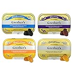 GRETHER\'S Sugarfree Pastilles Ginger Lemon, Blackcurrant, Blueberry & Elderflower - Natural Remedy for Dry Mouth Relief -Soothing Throat & Healthy Voice-Lasting Flavor, Breath Refresh - 4 Pack - 3.75