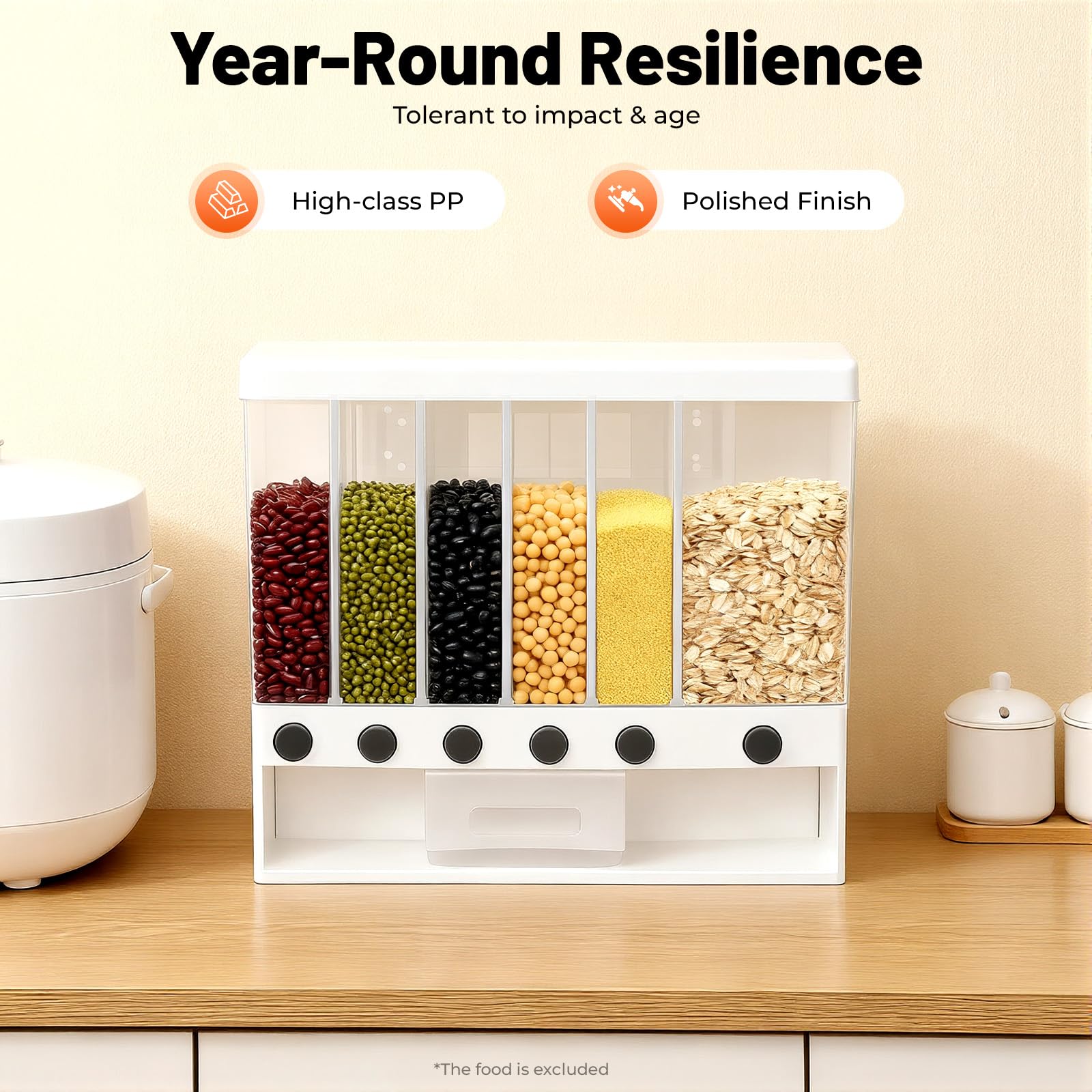 Contenedor de Almacenamiento de Arroz 10 Kg, Contenedor de Alimentos Hermético Con Tapa Dispensador De Cereales Para Almacenamiento De Cereales Harina Frijol Mungo Arroz Cocina Contenedor de