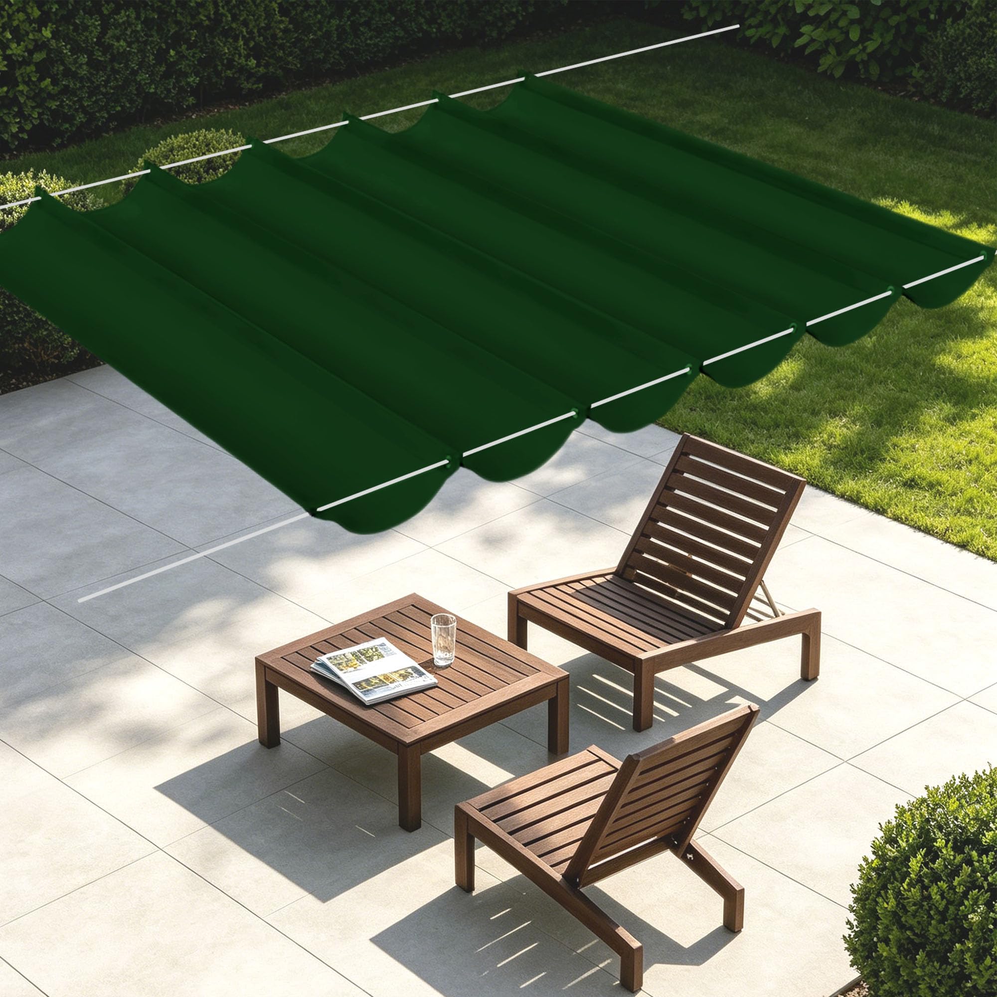 Voile d'ombrage imperméable 200x880 cm rétractable et résistante pour grand balcon
