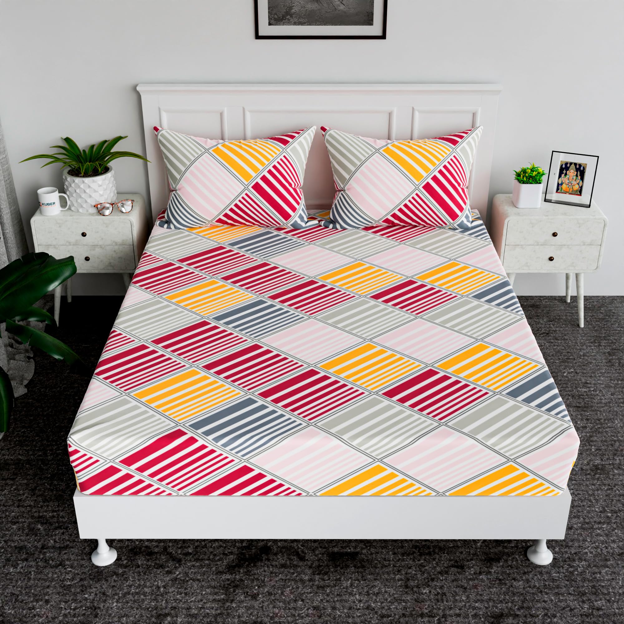 Kuber Industries Double Bedsheet | Bedsheet for Double Bed | Double Bedsheet with 2 Pillow Covers | Cotton Double Bed Sheet Set | New Zig Zag Bedsheet | 90x100 | White (B0CQR8GP68) Amazon Price History, Amazon Price Tracker