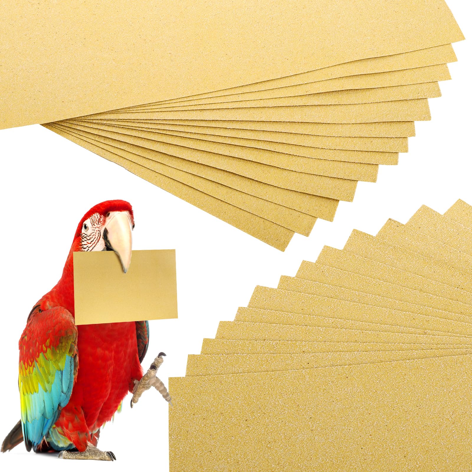 Okllen 50 Piezas de Papel de Grava para Jaula de pájaros, 11 x 17 Pulgadas, Accesorios de Cama para Mascotas, Papel de Lija para Jaula de Loros