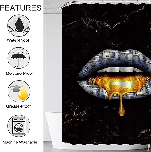 Miniatura 5 de Juego de 4 cortinas de ducha de mármol rojo vino, rejilla de hojas de panal de abejas irregulares geométricas para decoración de baño, cubierta de