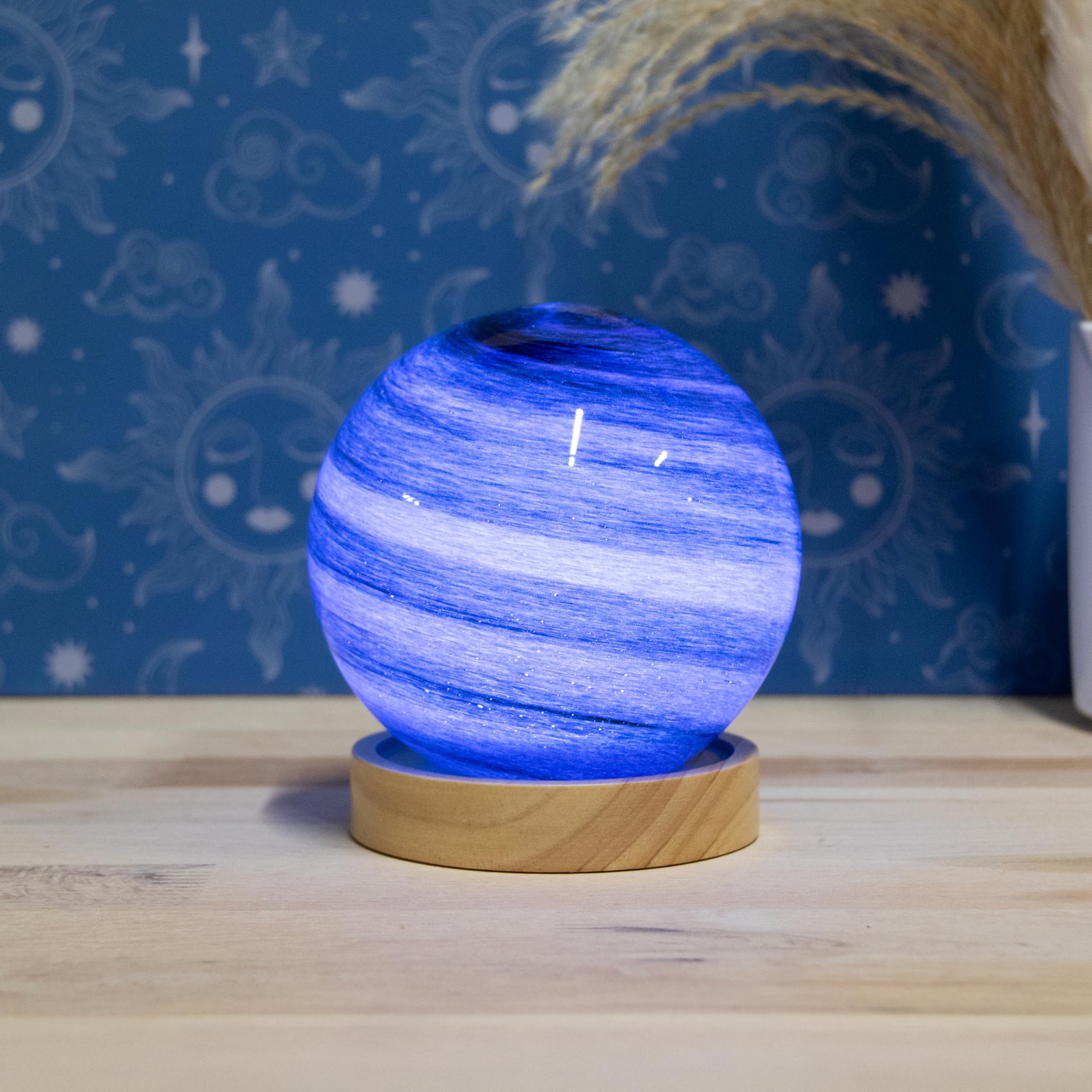 L & P Home & Gifts Dark Blue Lesser & Pavey Led Cosmic Planet Lamp | Usb Powered Led Night Light | Touch-Control Bedside Table Lamp | Soft Glow Desk & Bedroom Lighting | Kids & Adults Ambient Lamp