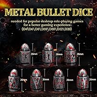 Vista 6 de Juego de dados de bala, dados de metal DND, dados de pistola ZHOORQI D6, regalos para D y D, juegos de rol (7 - plata de sangre)