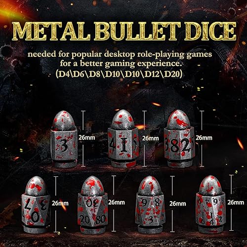 Miniatura 6 de Dados de metal D6, juego de dados de 6 caras de 0.630 in, juego de 6 dados ZHOORQI con temática tecnológica para DND, Warhammer, Shadowrun, TTRPG,