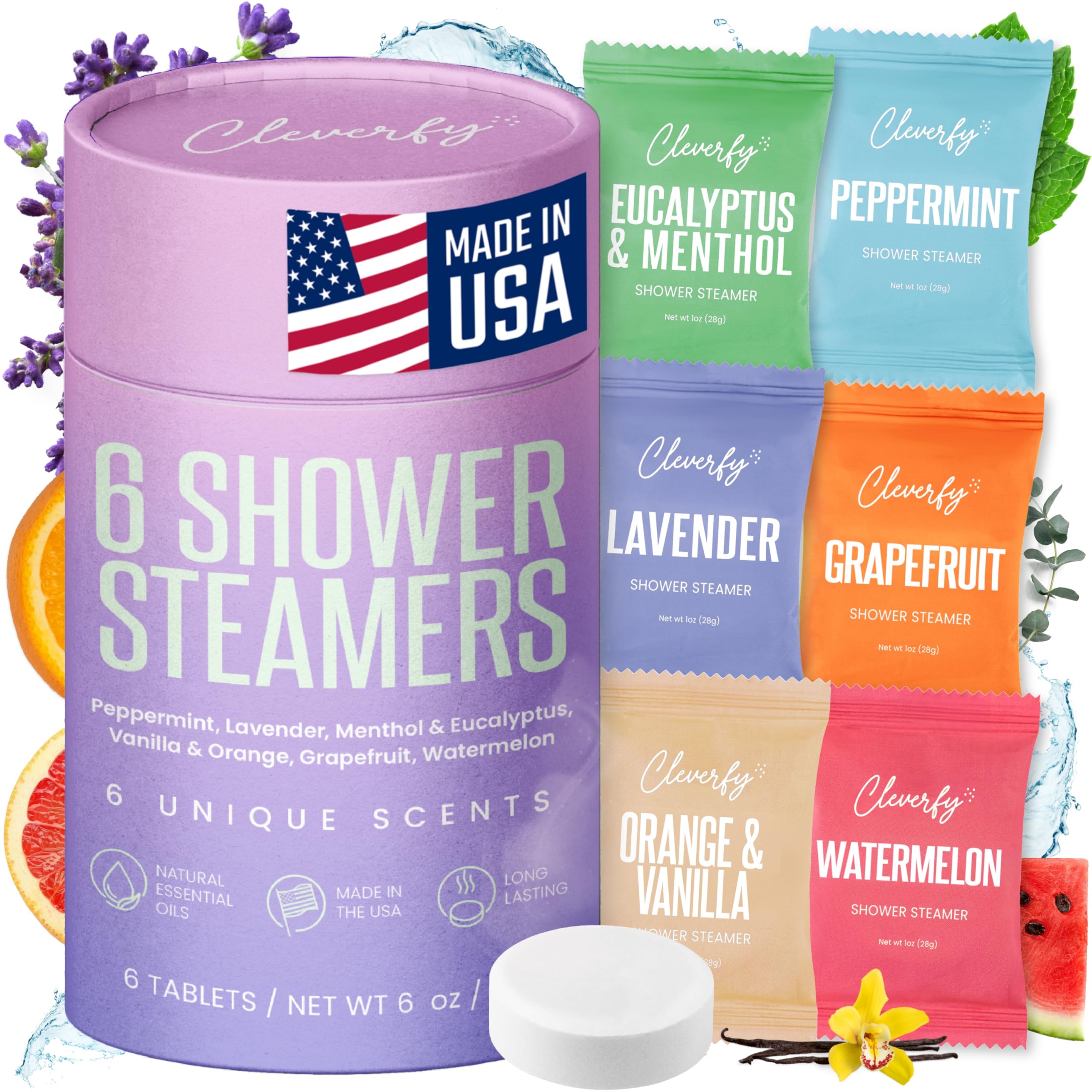Cleverfy Shower Steamers Aromatherapy – Stocking Stuffers for Women, Teens and Wife – Christmas Gifts for Women and Teen Girls – Self-Care Shower Bombs for Stress Relief and Relaxation – 6 Tablets