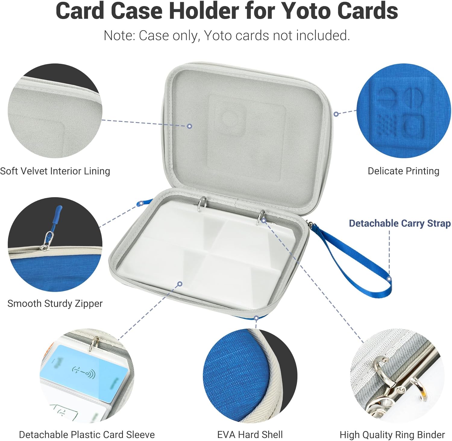 PROfezzion Card Holder for Yoto Cards, 88 Pockets Yoto Player Card Case with Zipper & Carry Strap, Yoto Mini Card Binder with Sleeves for Travel - Blue