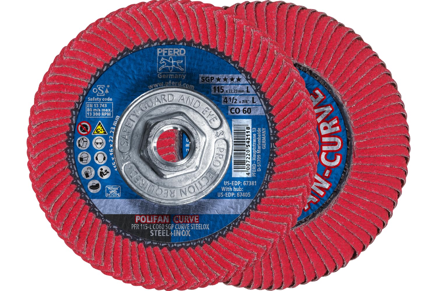 PFERD Flap Disc - 4.5" Ceramic Oxide for Welding -16