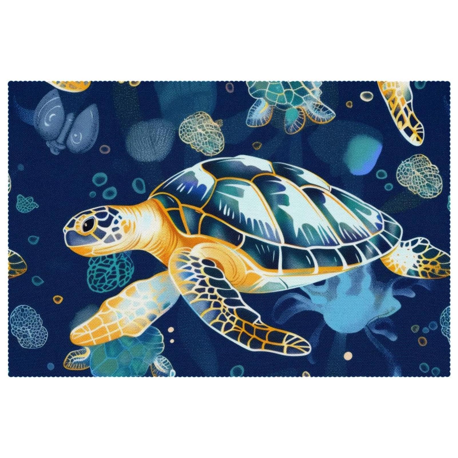 Set de table tortue antidérapant lot de 6 dessous de plat isolants 30x45 cm