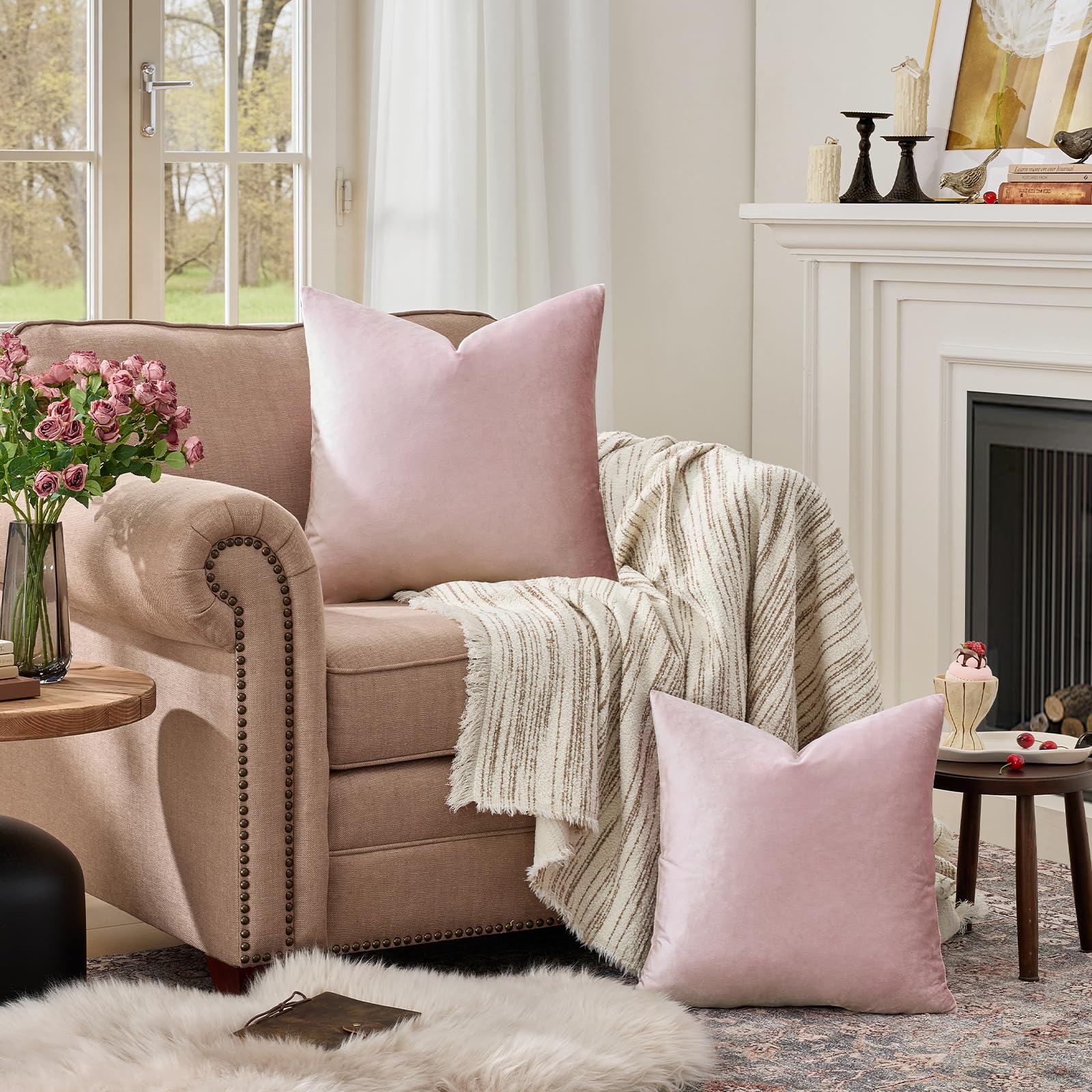 HAUSSY Set di 2 federe decorative quadrate in morbido