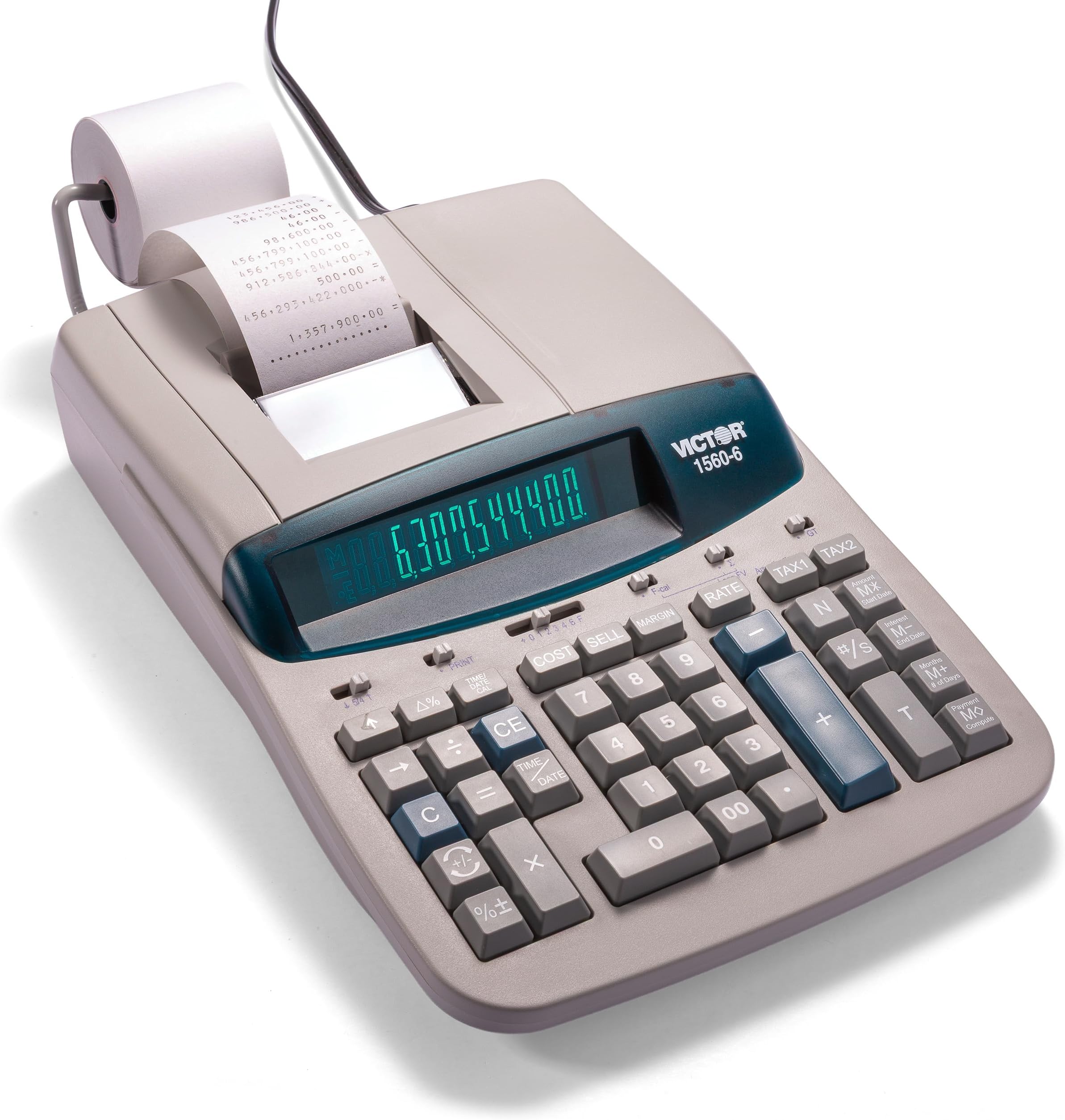 Victor 1560-6 12 Digit Heavy Duty Commercial Printing Calculator with Large Display and Loan Wizard