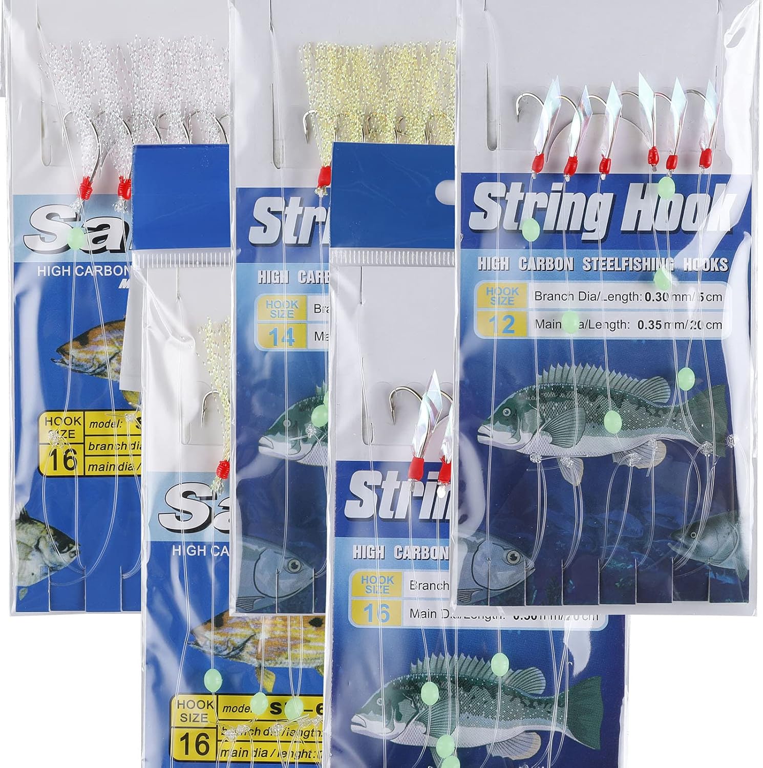 LSPAR 22 Packs Bait Rigs Sets,Saltwater/Freshwater Fishing Accessories,Fish Skin Rigs Glow in Dark with High Carbon Hooks and Bead : Sports & Outdoors