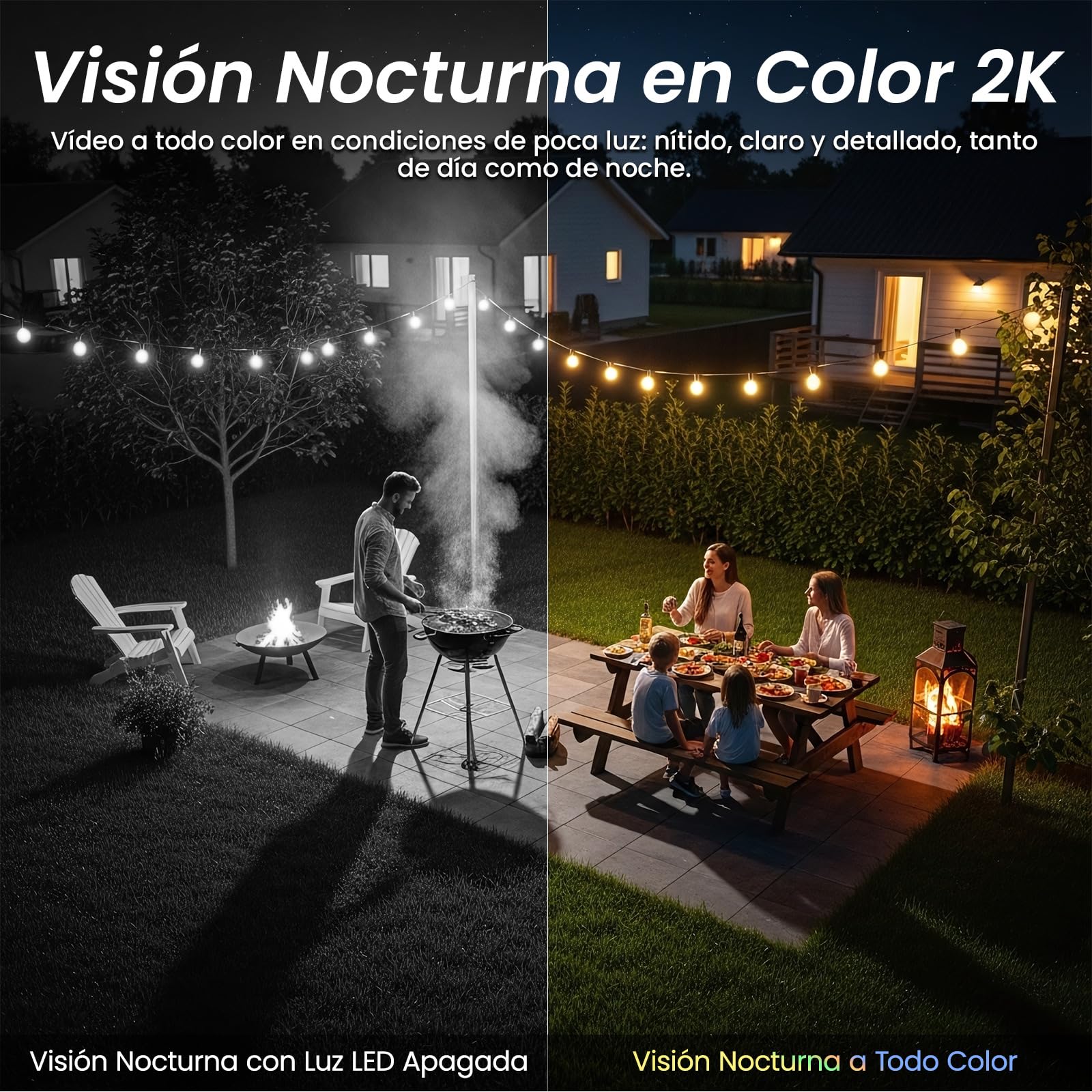 Cinnado 2K Camara Vigilancia WiFi Exterior Solar con Bateria Sin Cables | Camaras de Vigilancia Domicilio con Panel solar, Humana/PIR Sirena, Visión Nocturna Color, Audio Bidireccional, IP65