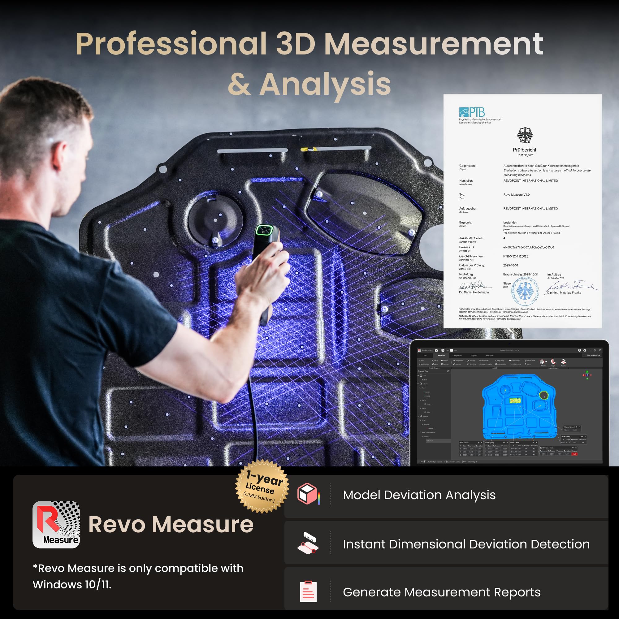 Amazon.com: Revopoint MetroY Ultra 3D Scanner, Up to 90 FPS, for