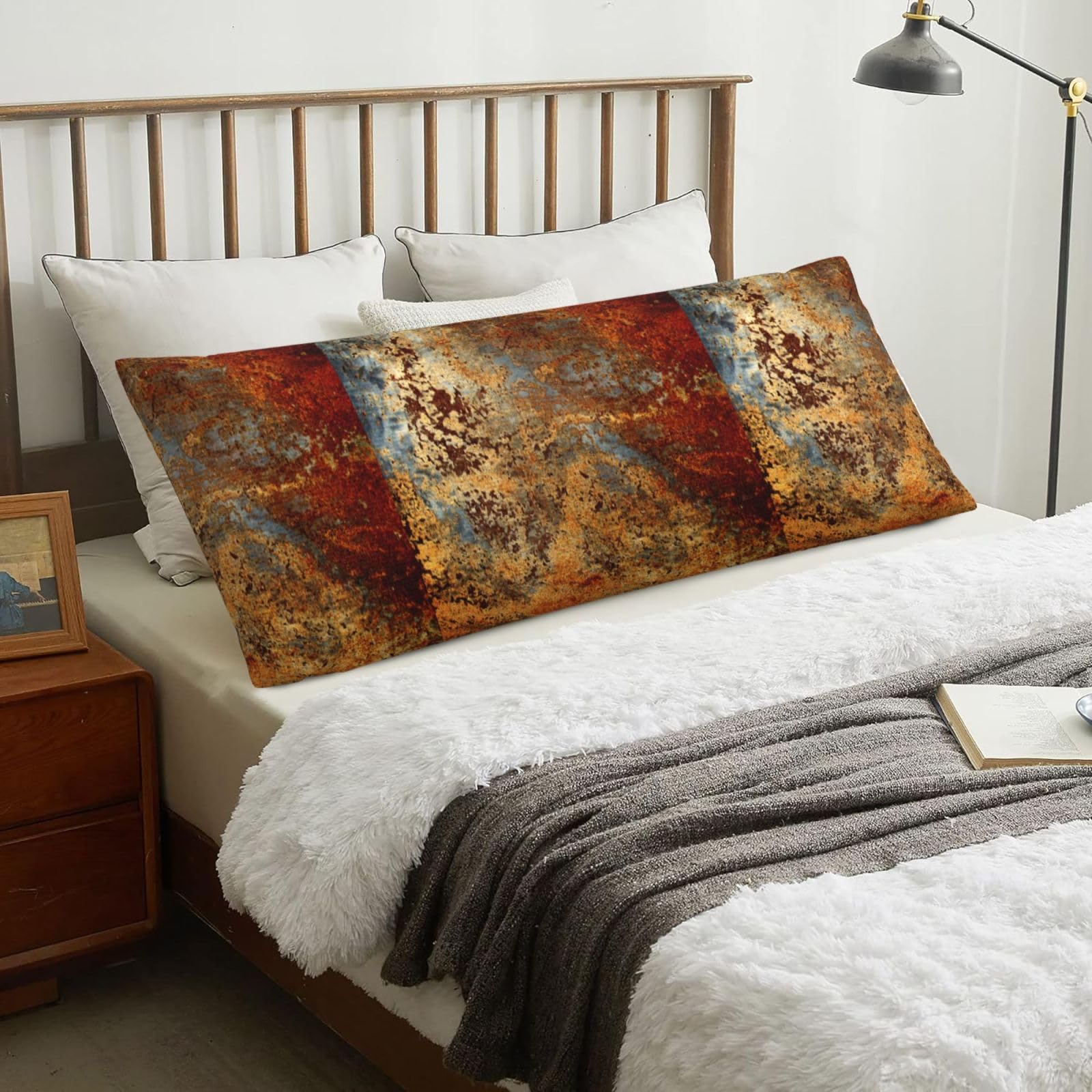 Brown Rust Colorful Metal Rusty, Body Pillow Cover with Zipper,Long Body Pillowcase 20 x 60 in