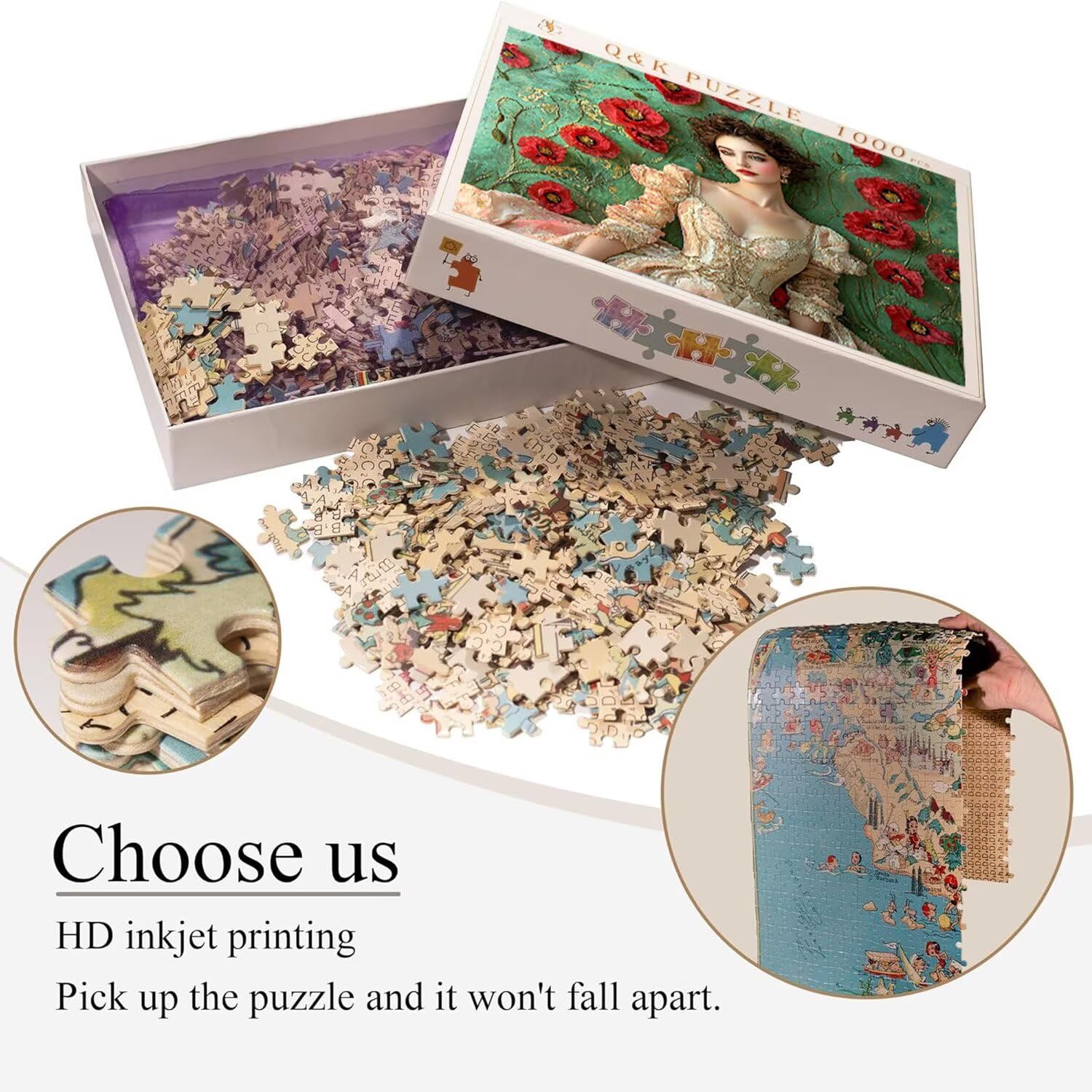 Poppy Kobiety - Puzzle 1000 sztuk dla dorosłych - Puzzle DIY, kreatywna rozrywka, nowoczesna sztuka, klasyczne puzzle dla dorosłych i nastolatków w wieku 12 lat, pomysł na prezent dla mężczyzn i
