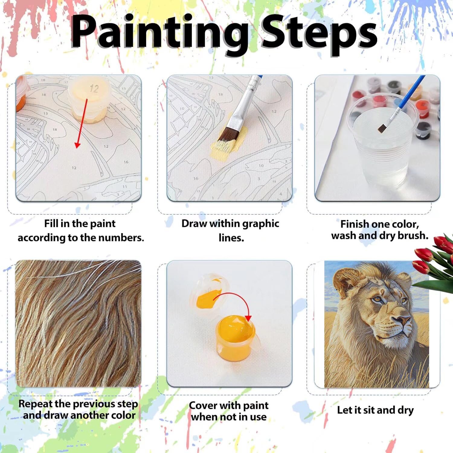 Pintar por Numeros Adultos pintar por numeros niños manualidades niños 10 años, DIY Pintar por Números de Pincel y Pintura acrílica Decoraciones para el Hogar Manualidades, sin Marco 60x80cm C-110