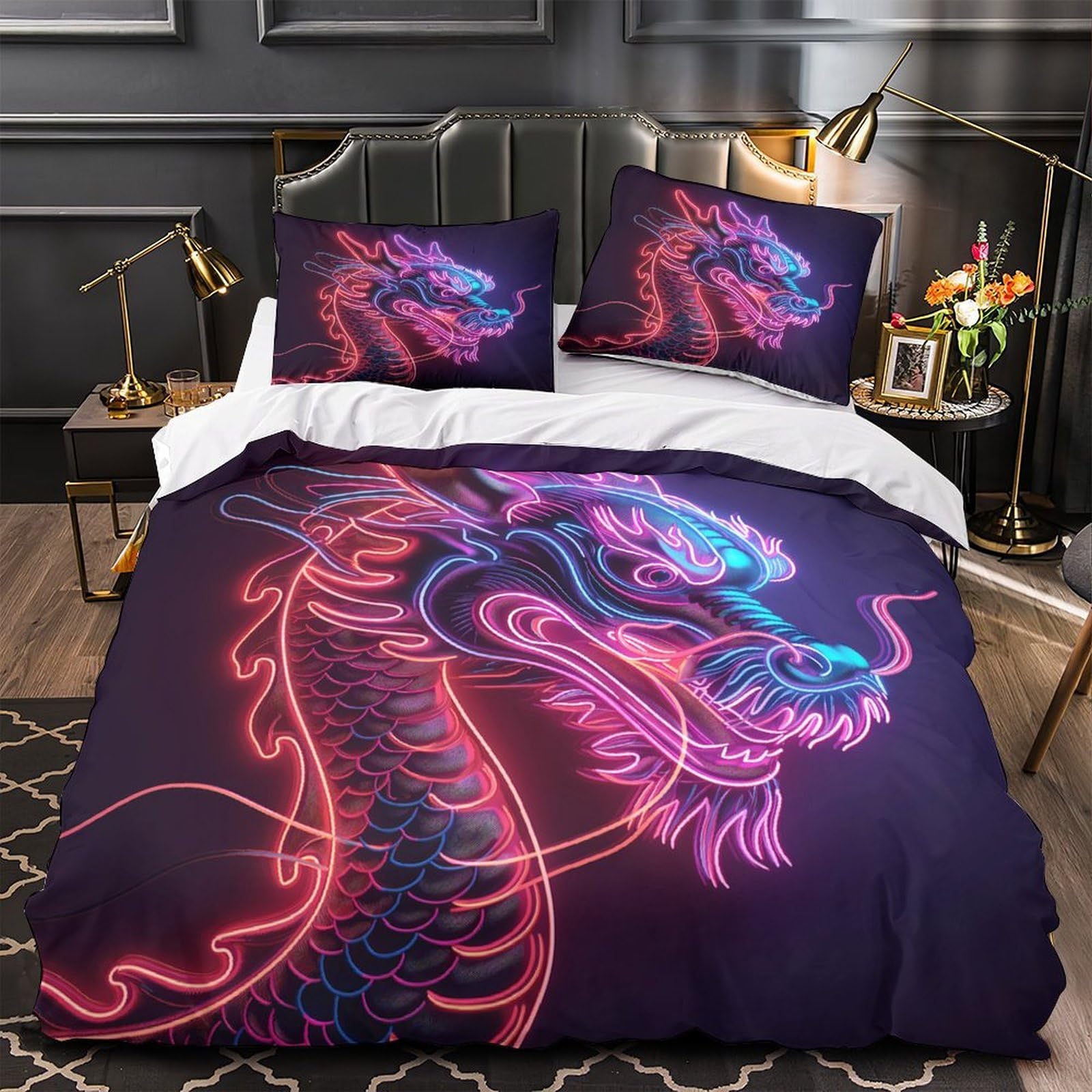Housse de couette respirante papillons néon 220x240 ultra douce