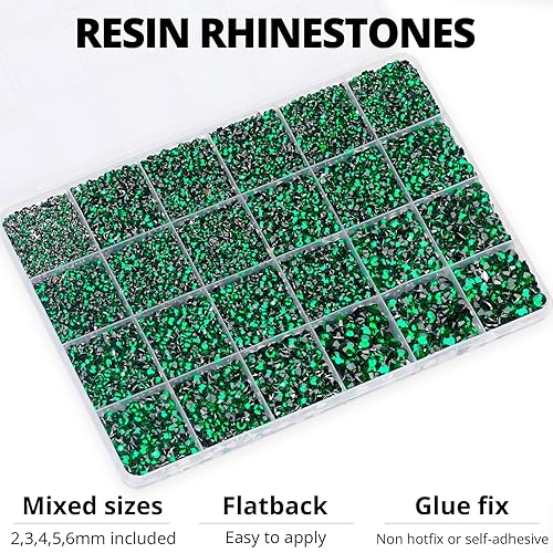 Miniatura 3 de B 7000 gemas de pegamento para 20100 unidades de diamantes de imitación verdes para ropa de manualidades, diamantes de imitación verde oscuro