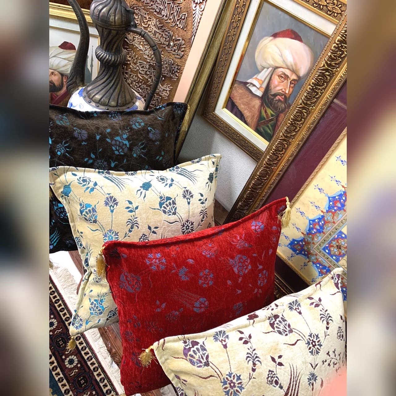 Amazon.co.jp: トルコ クッションカバー 45cm×45cm ヴィンテージ