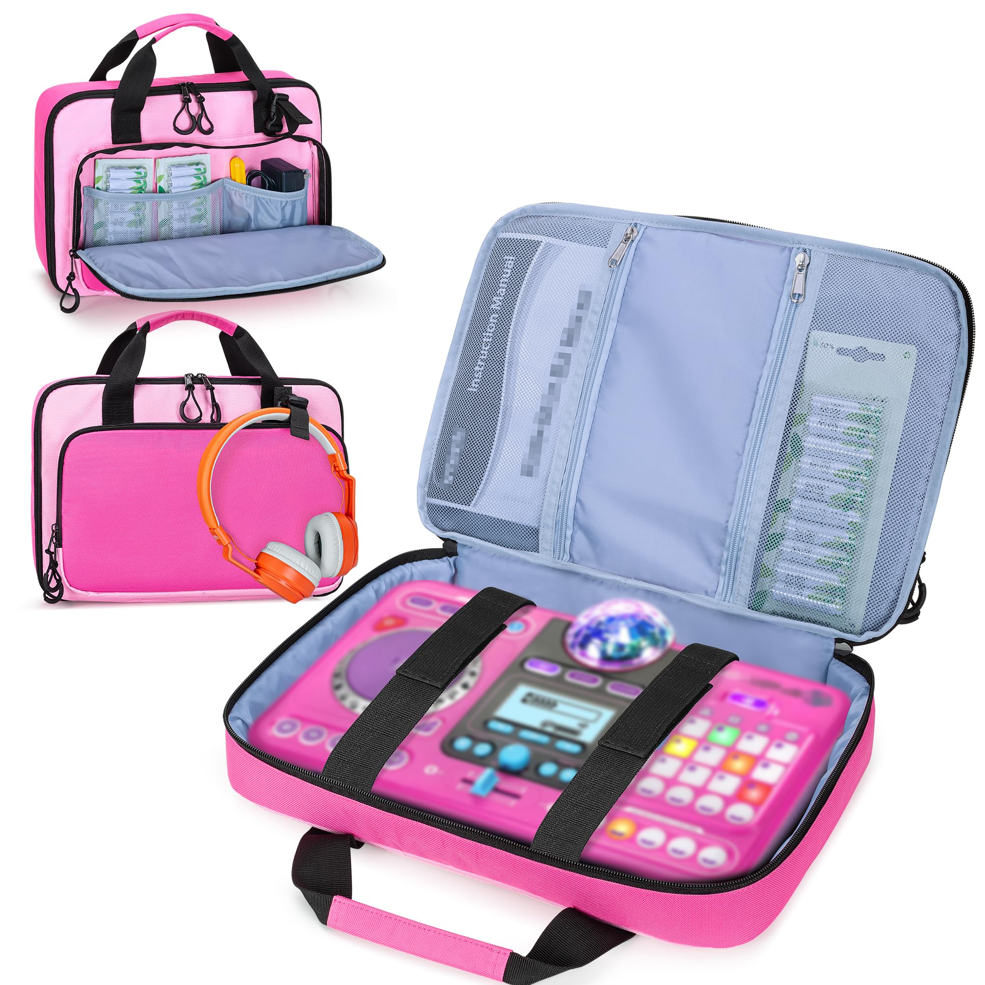 Padded Carrying Bag Compatible with VTech Kidi Star DJ Mixer/Kidi DJ Mix, Small DJ Mixer Storage Bag with Accessory Pockets for Cable, User Guide, Batteries or Other Accessories - Empty Bag
