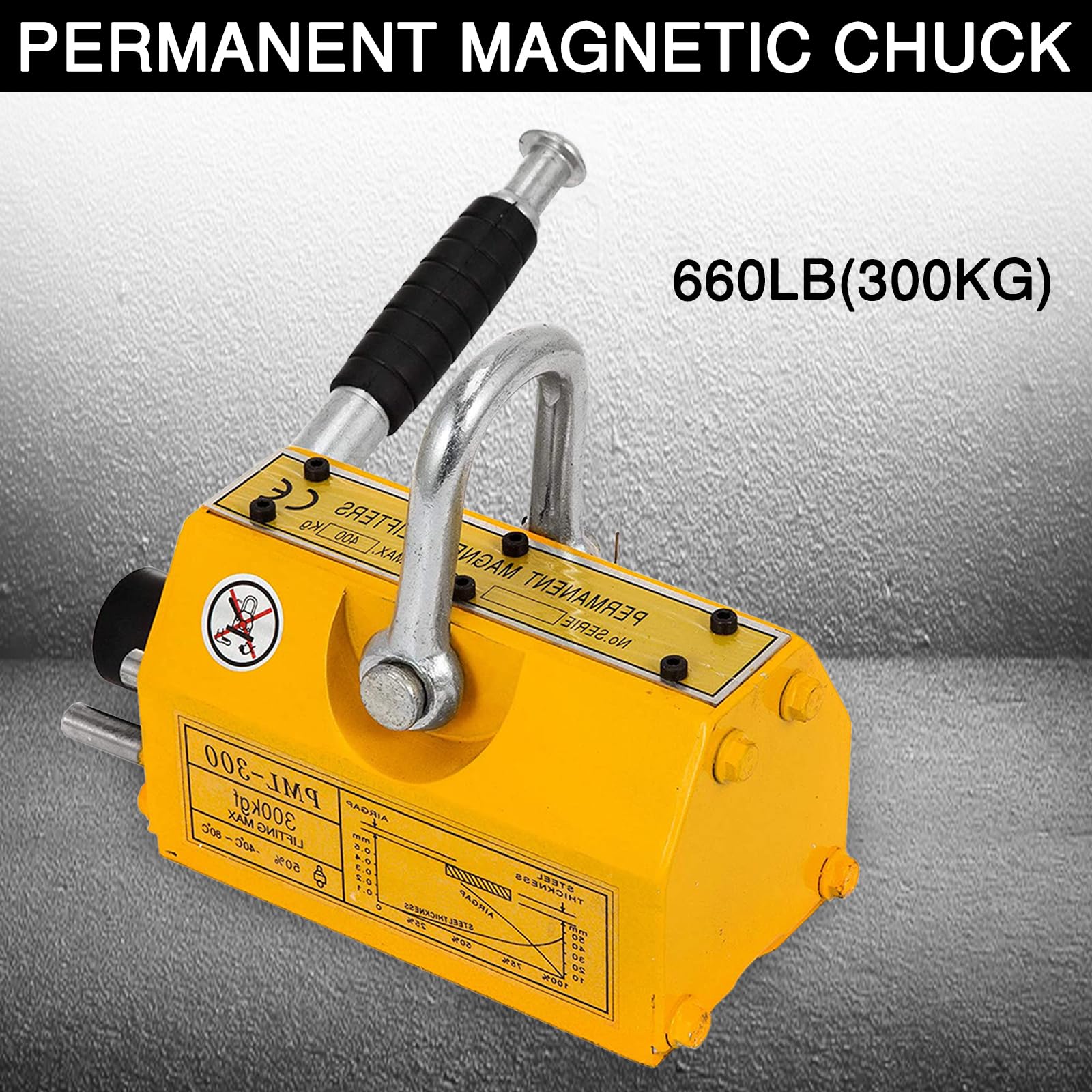 Magnetheber Hebemagnet Lasthebemagnet 660lb (300 kg) für Kranmagnet Crane Hoist Permanent