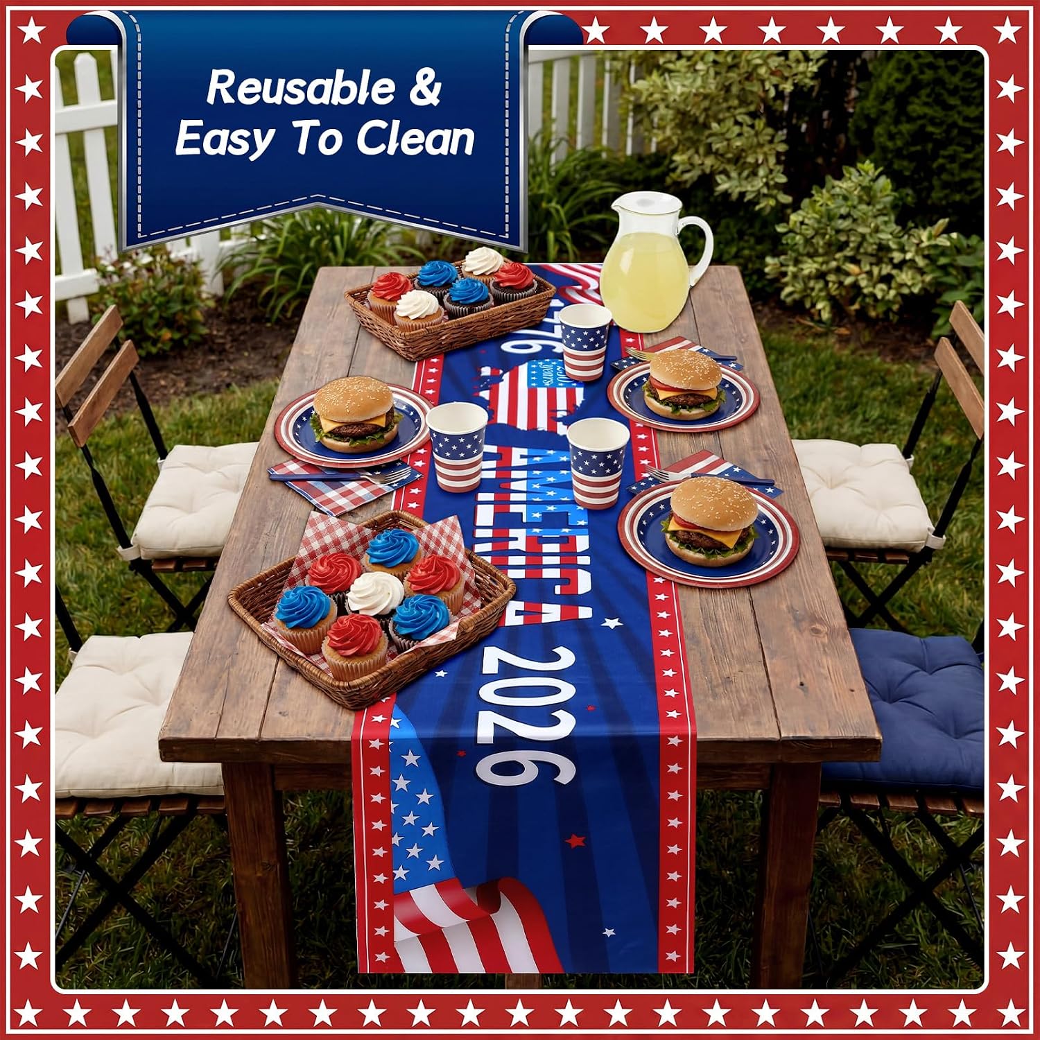 Haull 250th Anniversary Table Runner 13 x 72 Inch Polyester Patriotic Table Runner 1776-2026 250 Years Birthday Decoration for 250th Veterans Memorial Day Home Decor Supplies