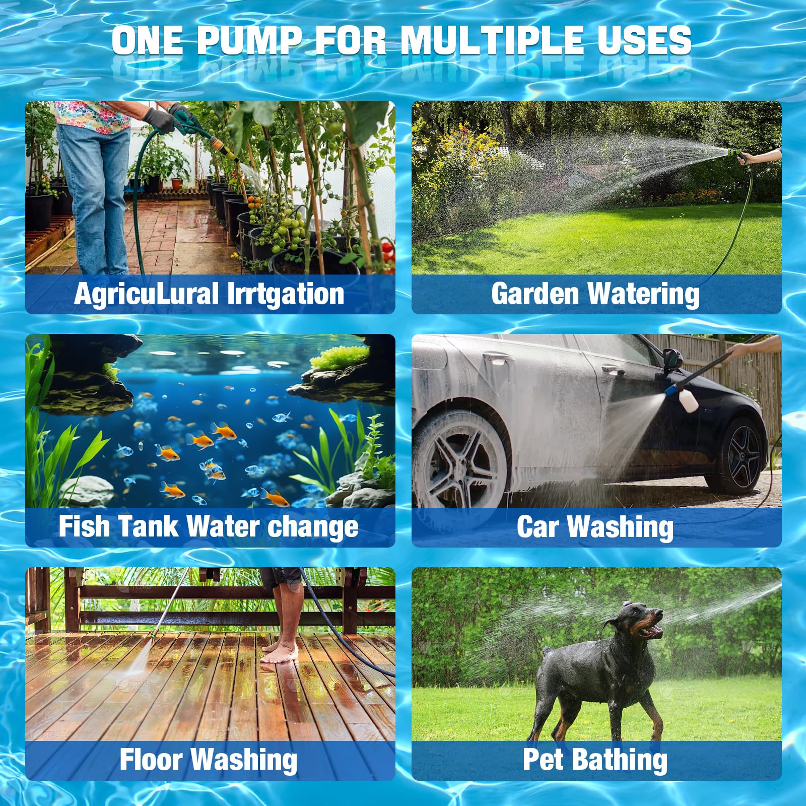 Tiefbrunnenpumpe für Einhell 18V Power X-Change Akku, 635GPH Tauchpumpe für Pool, Garten, Brunnen