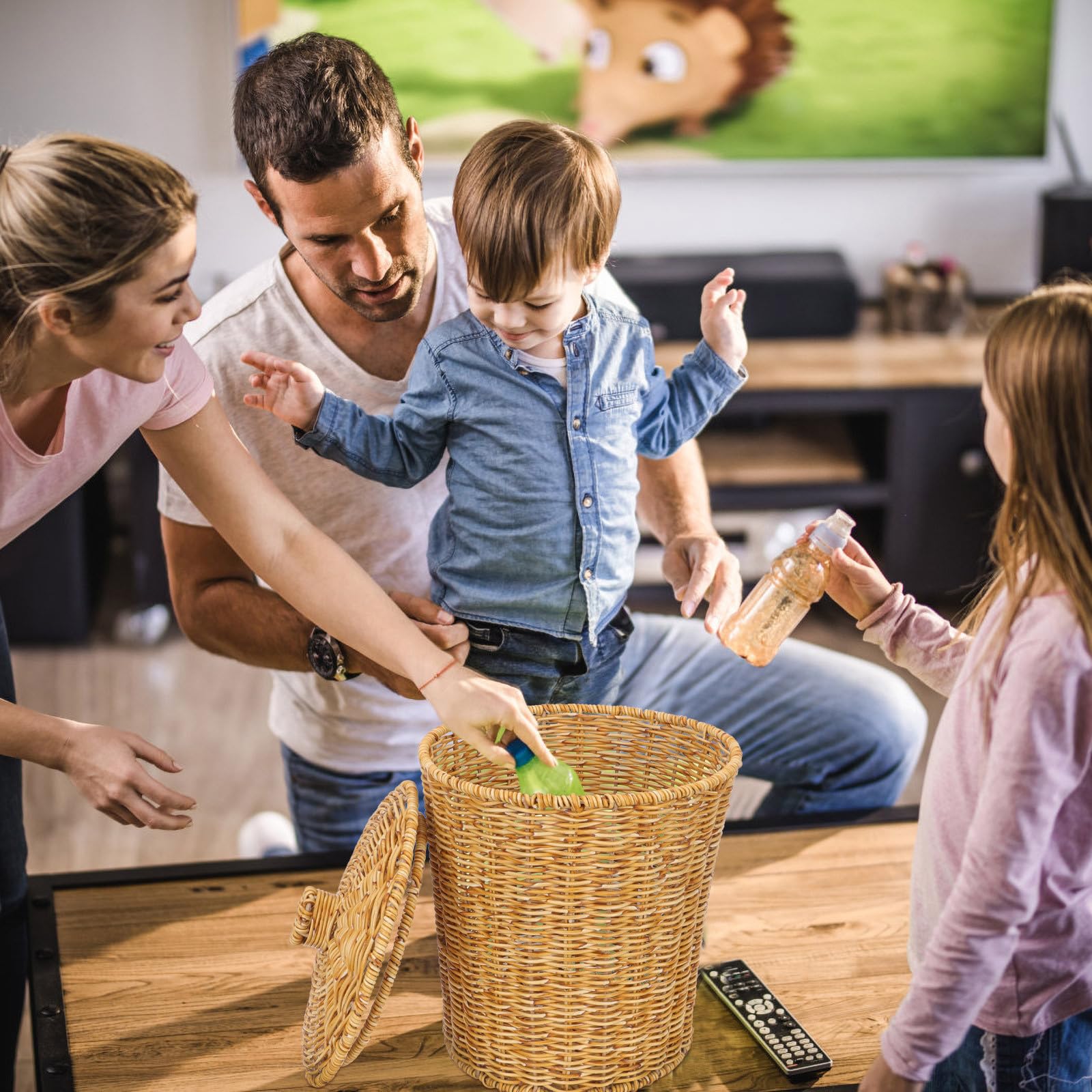 Toddmomy Cestino Rotondo in Plastico con Coperchio, Decorativo