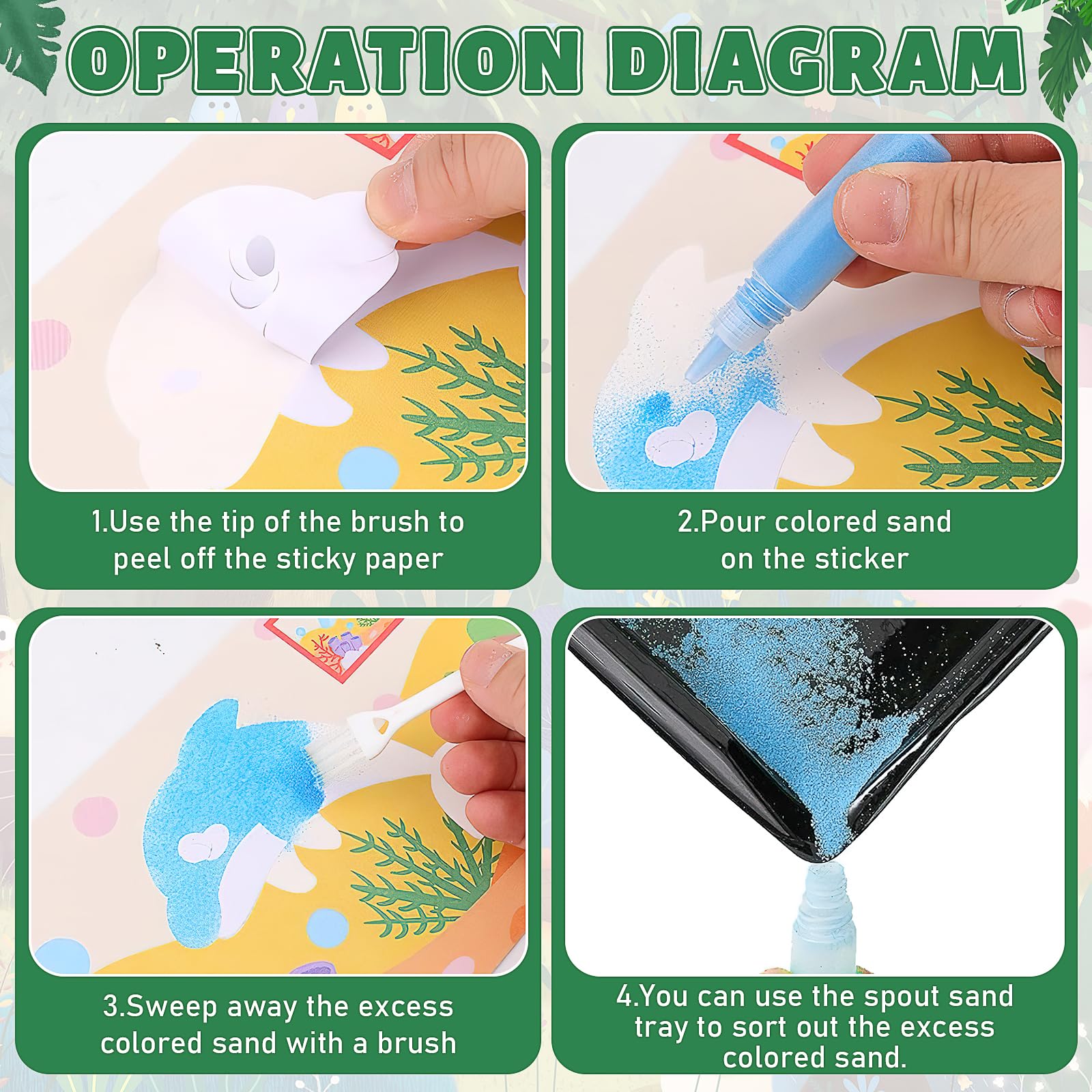 Kit d'art de sable pour - 12 de sable colorées à décoller et